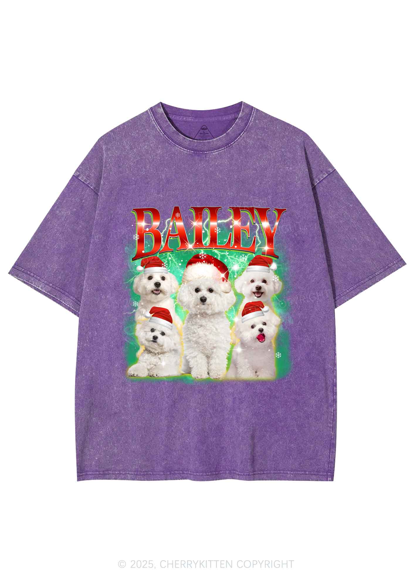 Custom Christmas Puppy Y2K Shirts Washed Tee Cherrykitten - Image 5