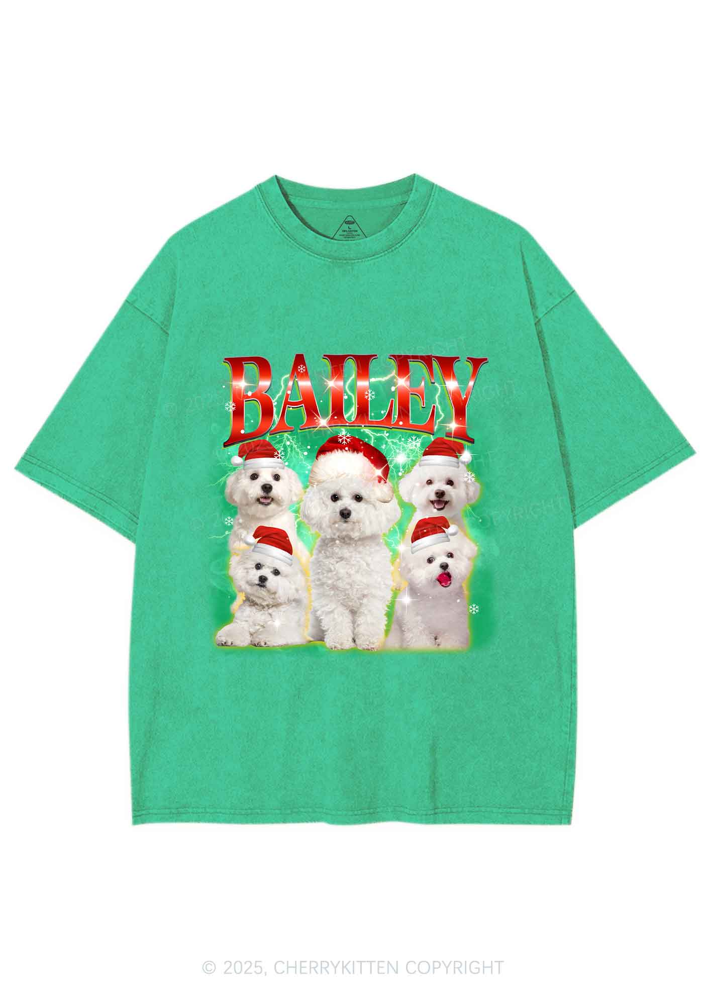 Custom Christmas Puppy Y2K Shirts Washed Tee Cherrykitten - Image 6