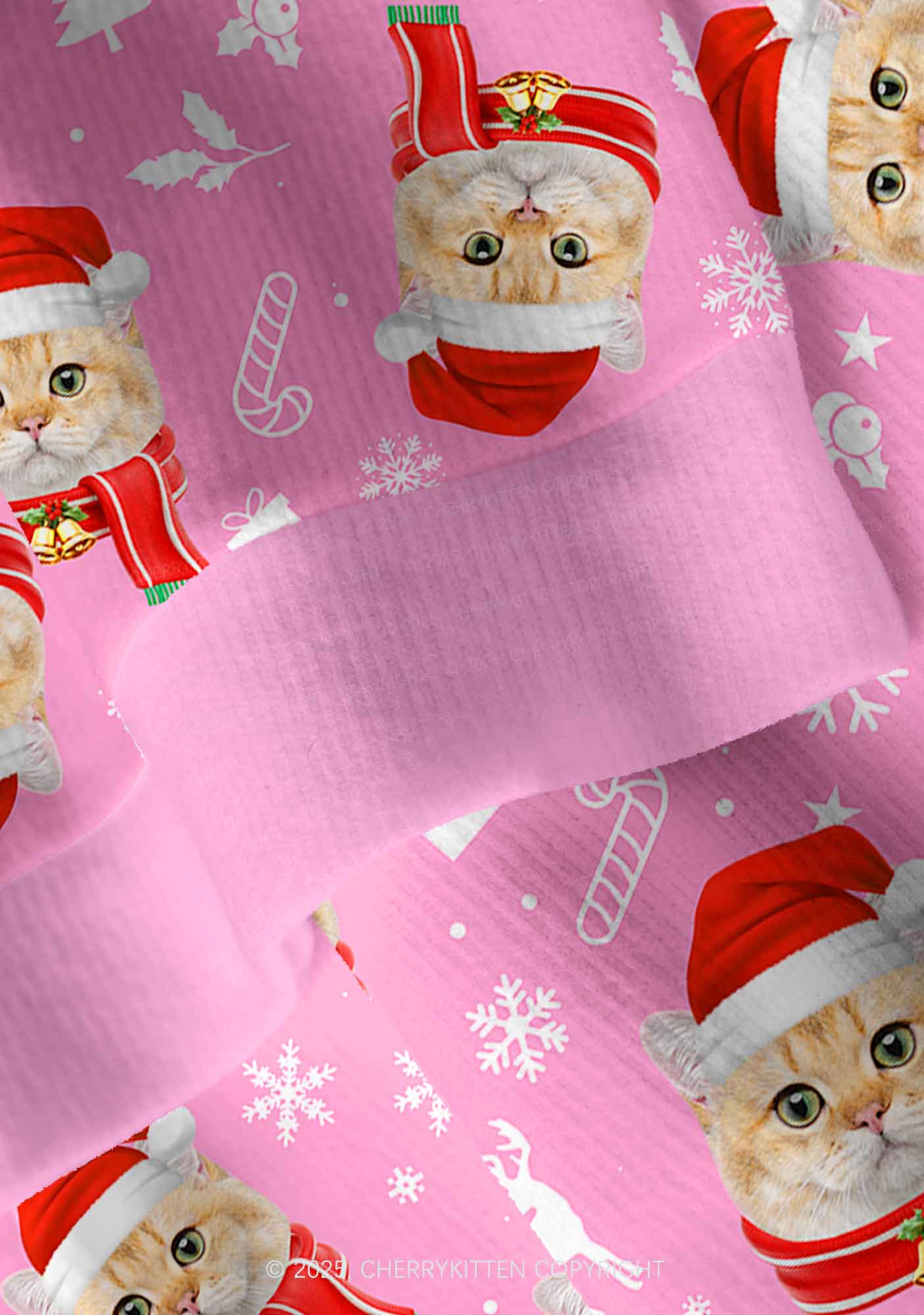 Custom Christmas Sweet Cat Face Y2K Christmas Cardigan Knit Sweatshirt Cherrykitten - Image 6
