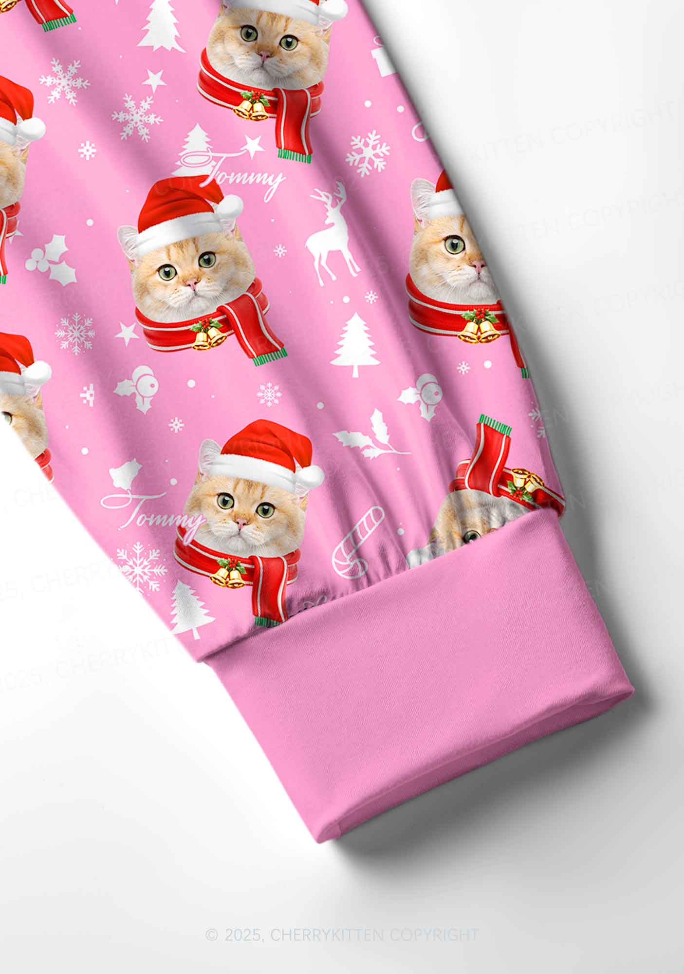 Custom Christmas Sweet Cat Face Y2K Print Long Sleeve Pajama Set Cherrykitten - Image 5