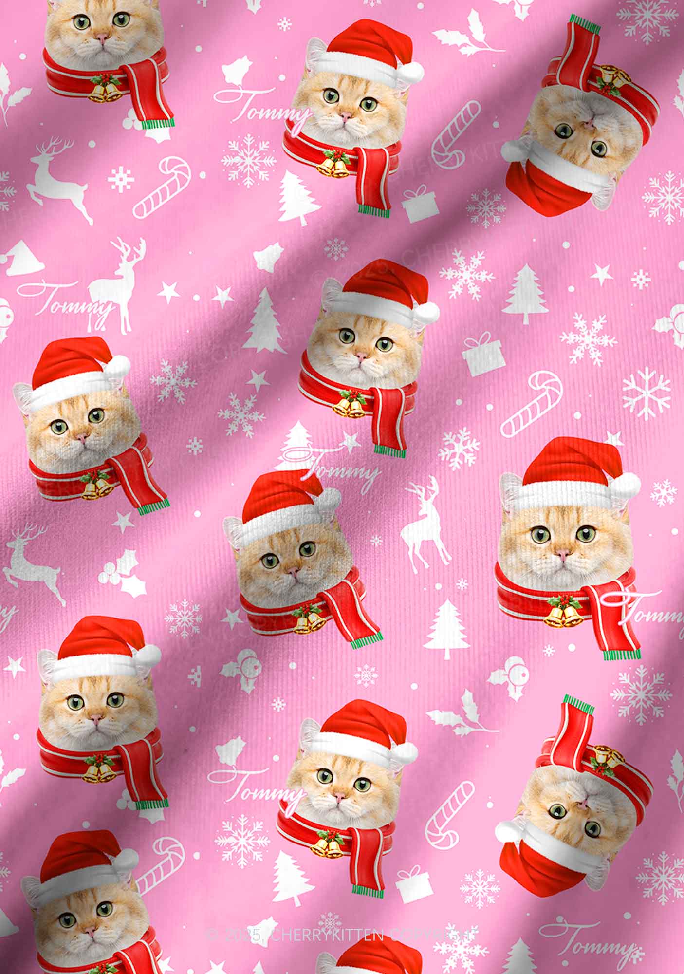 Custom Christmas Sweet Cat Face Y2K Print Long Sleeve Pajama Set Cherrykitten - Image 6
