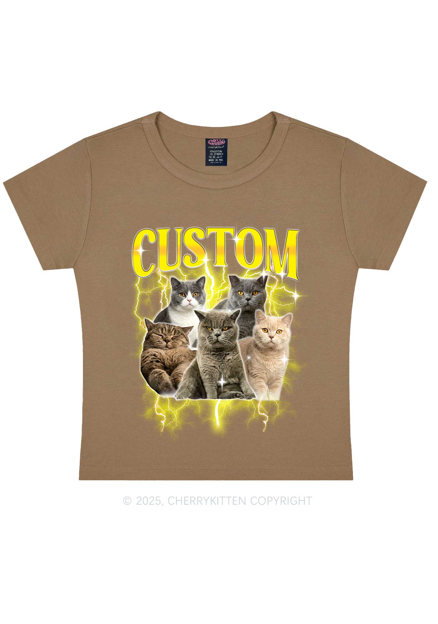 Custom Collage Pet Photo Y2K Baby Tee Cherrykitten - Image 10