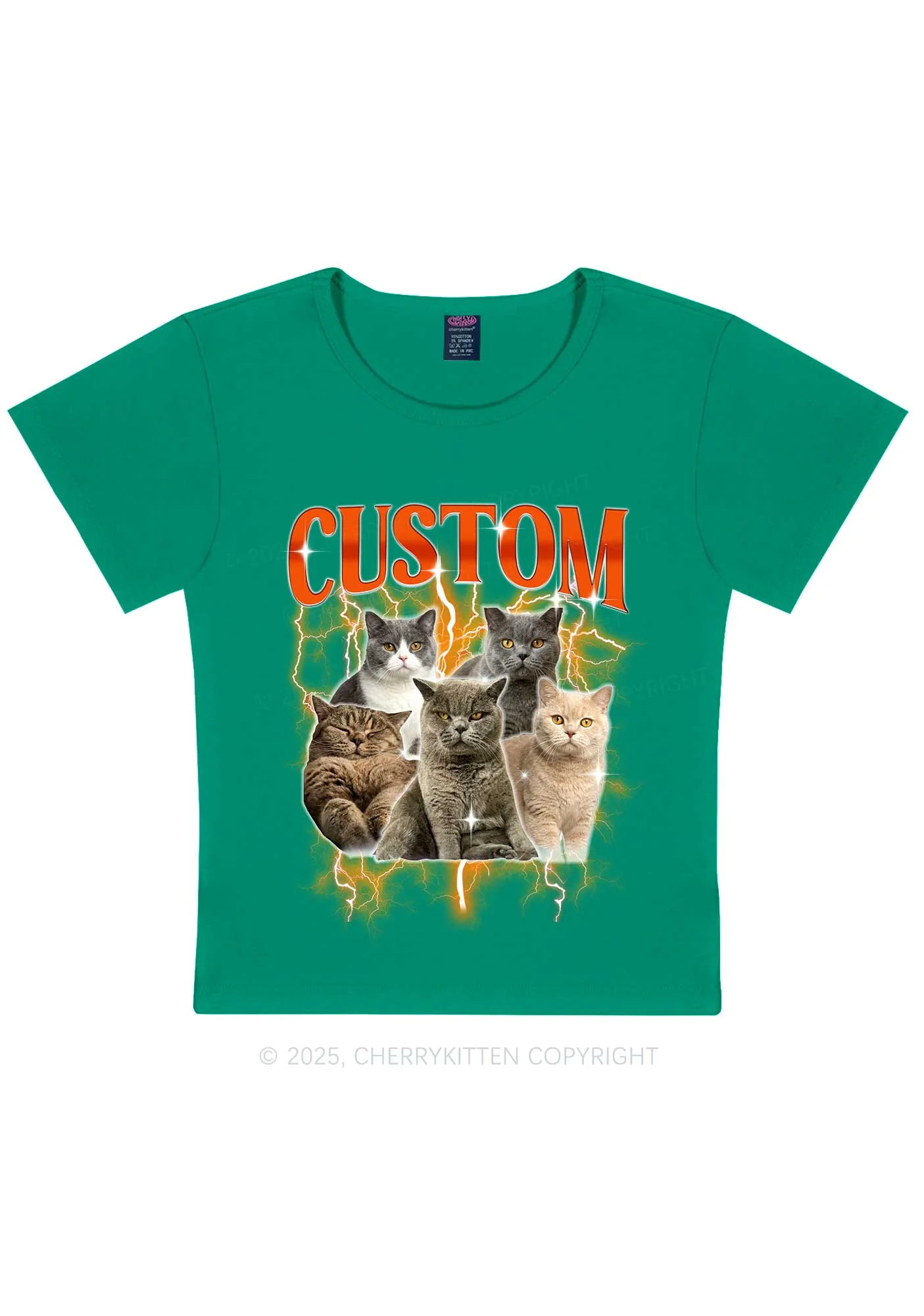 Custom Collage Pet Photo Y2K Baby Tee Cherrykitten - Image 11