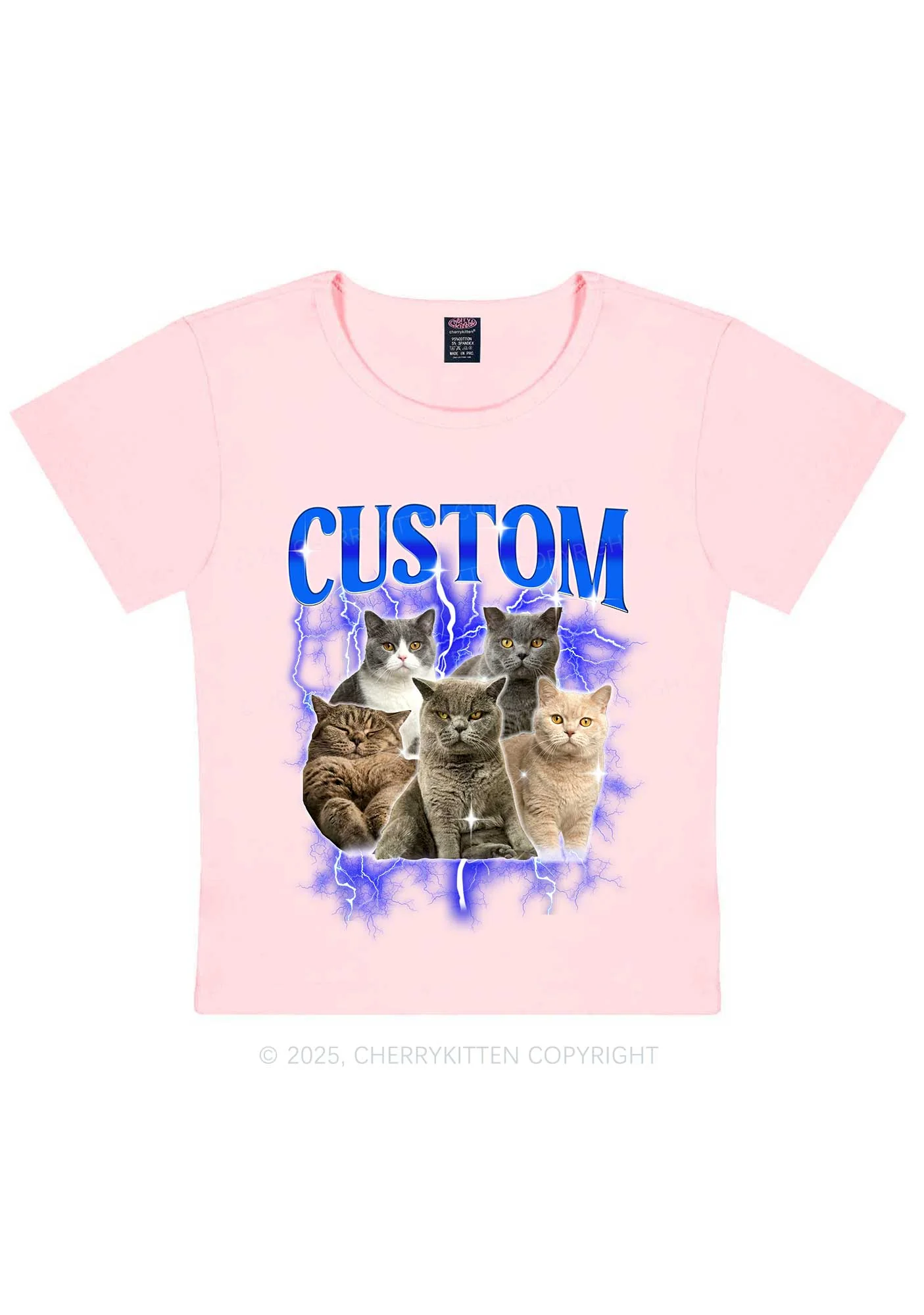 Custom Collage Pet Photo Y2K Baby Tee Cherrykitten - Image 12