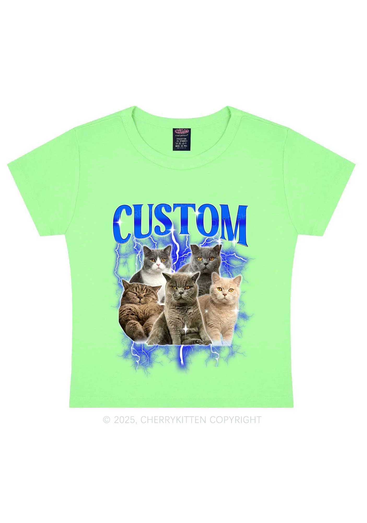 Custom Collage Pet Photo Y2K Baby Tee Cherrykitten - Image 13