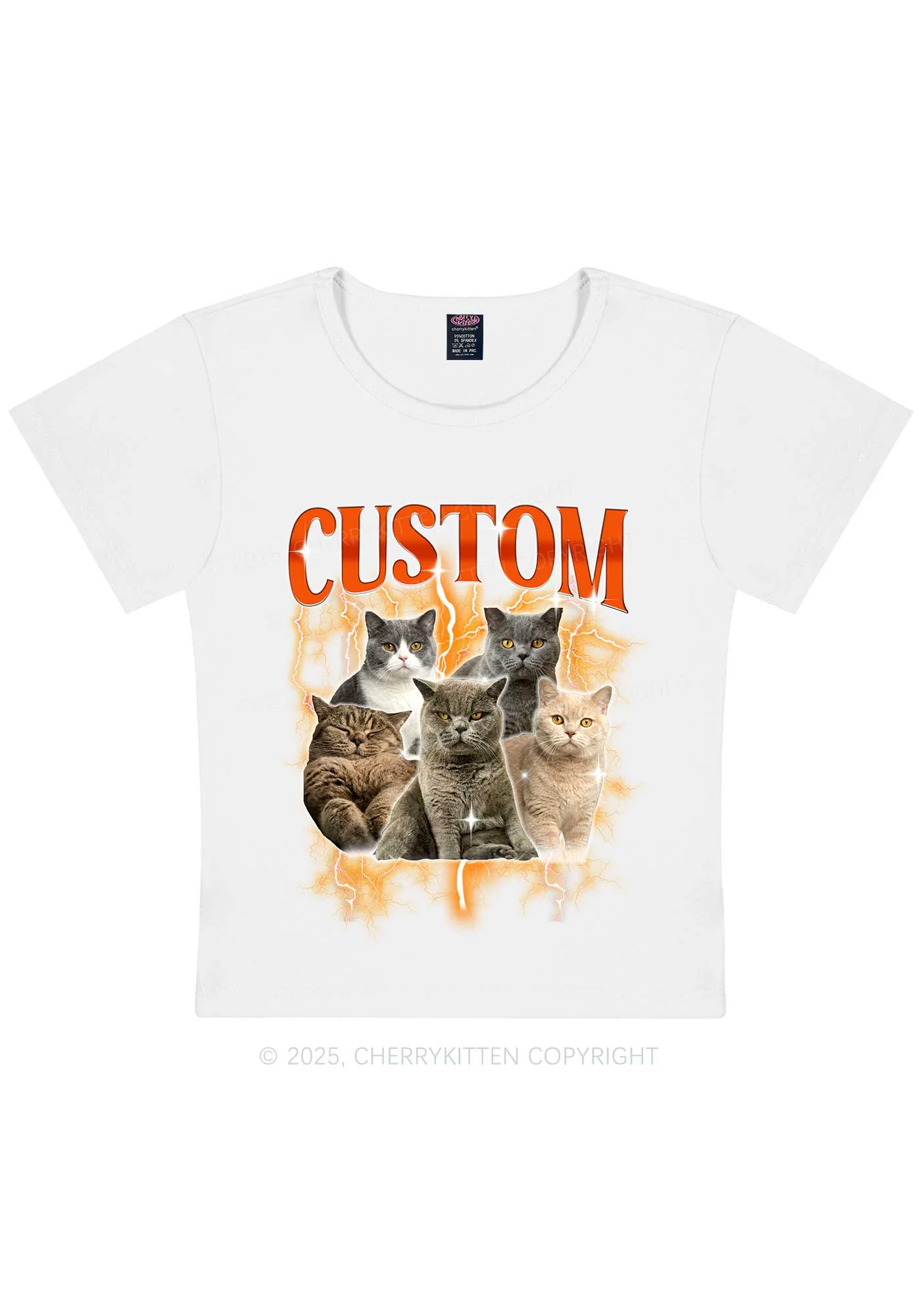Custom Collage Pet Photo Y2K Baby Tee Cherrykitten - Image 6