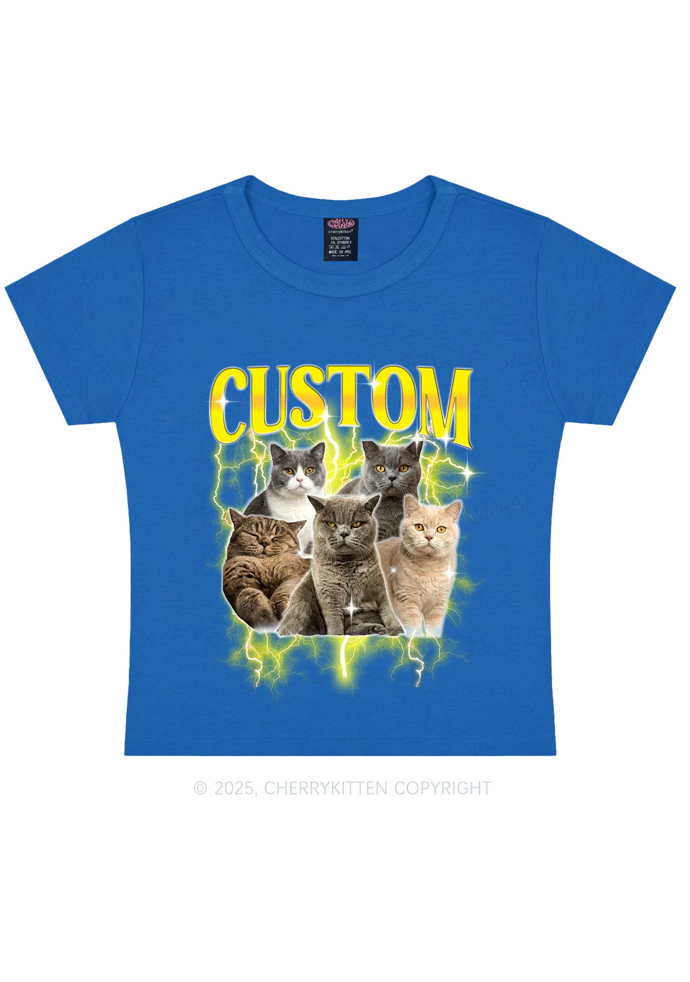 Custom Collage Pet Photo Y2K Baby Tee Cherrykitten - Image 7