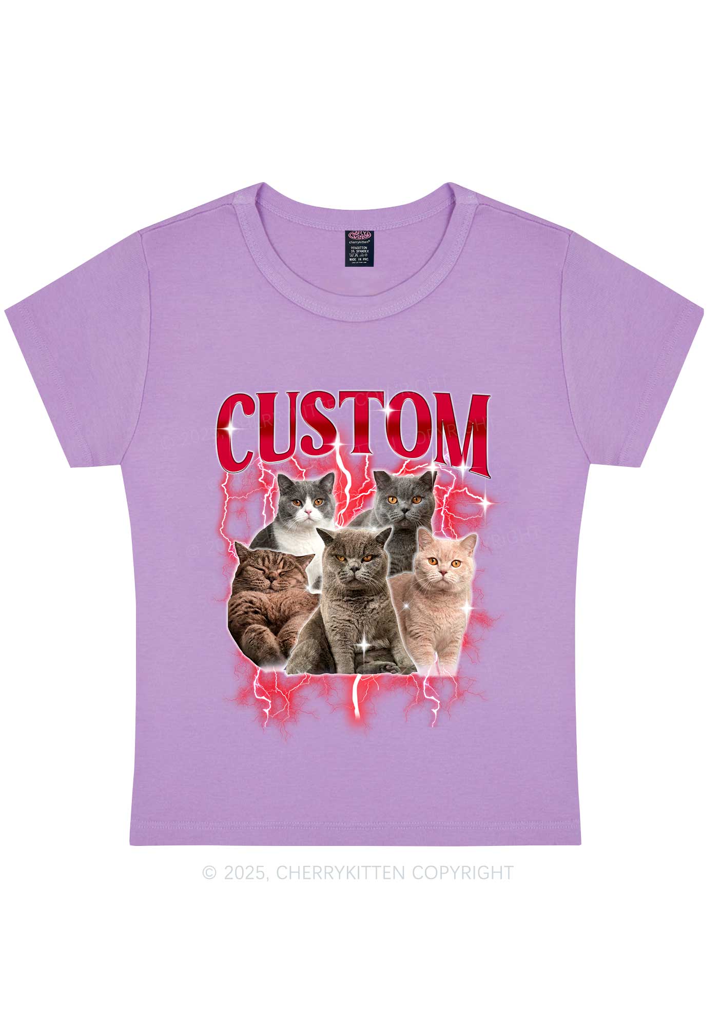 Custom Collage Pet Photo Y2K Baby Tee Cherrykitten - Image 8