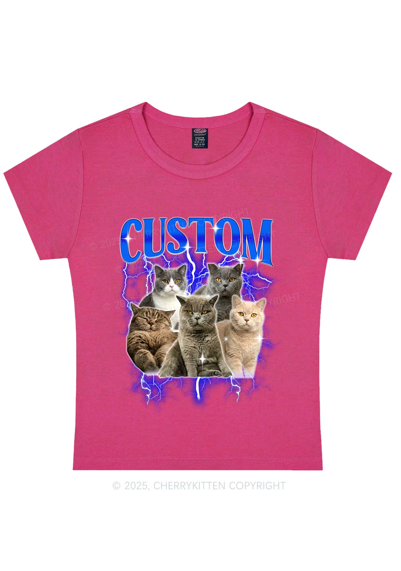 Custom Collage Pet Photo Y2K Baby Tee Cherrykitten - Image 9