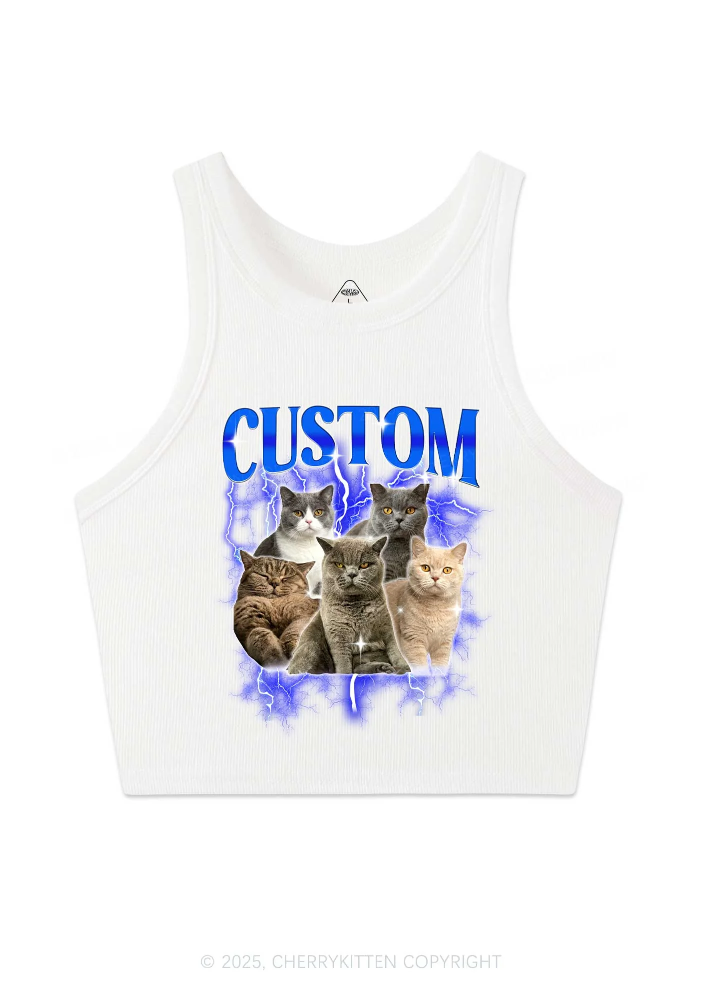 Custom Collage Pet Photo Y2K Crop Tank Top Cherrykitten - Image 4