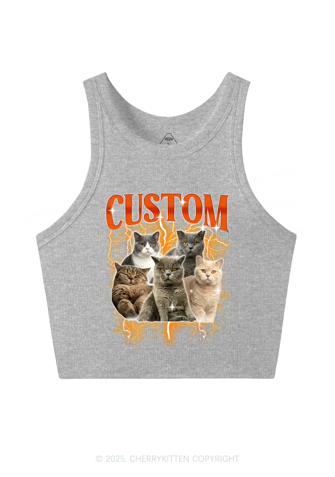 Custom Collage Pet Photo Y2K Crop Tank Top Cherrykitten - Image 5