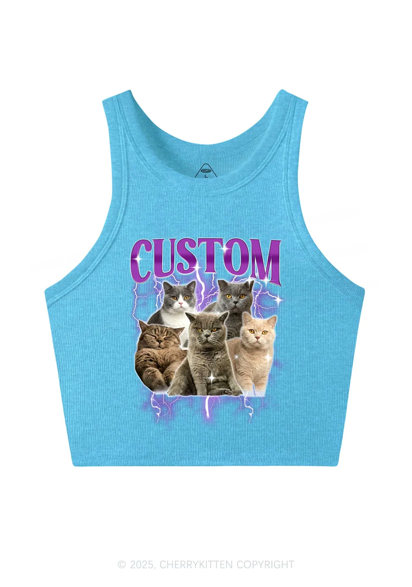 Custom Collage Pet Photo Y2K Crop Tank Top Cherrykitten - Image 6