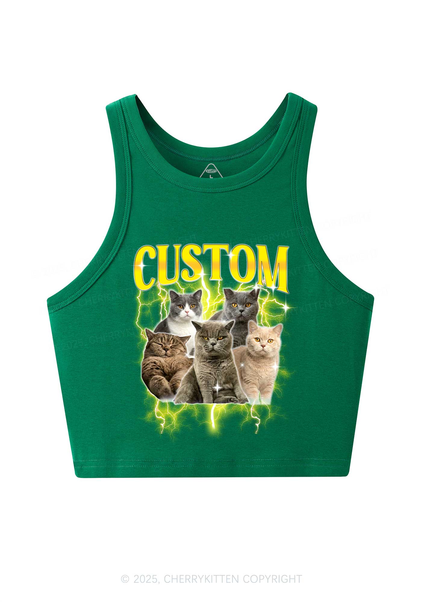 Custom Collage Pet Photo Y2K Crop Tank Top Cherrykitten - Image 7