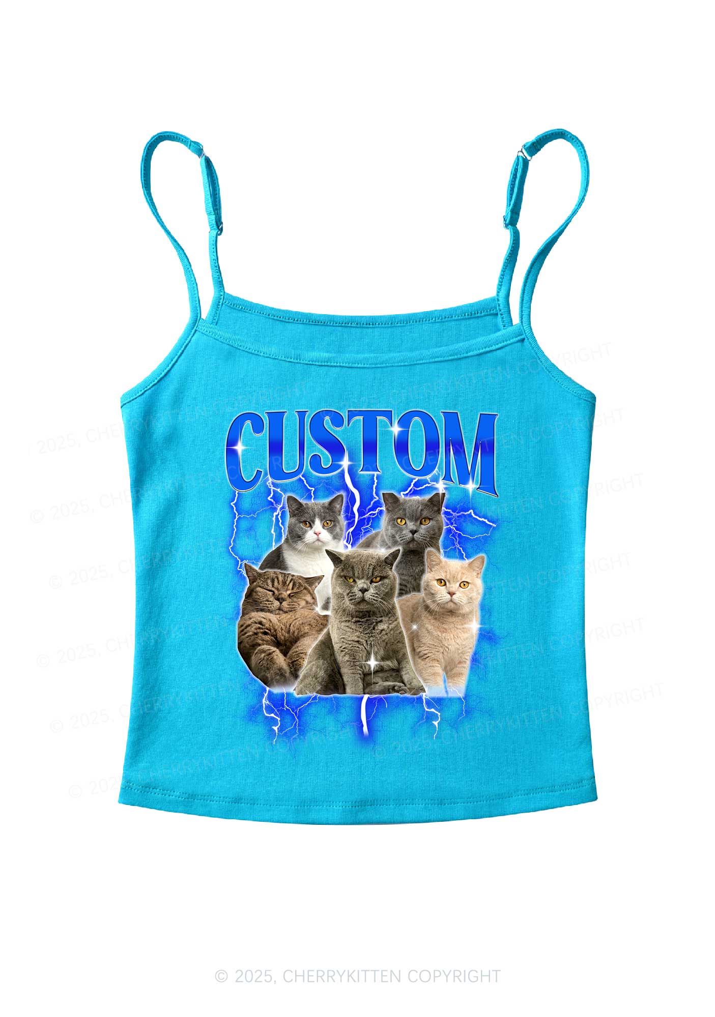 Custom Collage Pet Photo Y2K Spaghetti Strap Cami Cherrykitten - Image 7