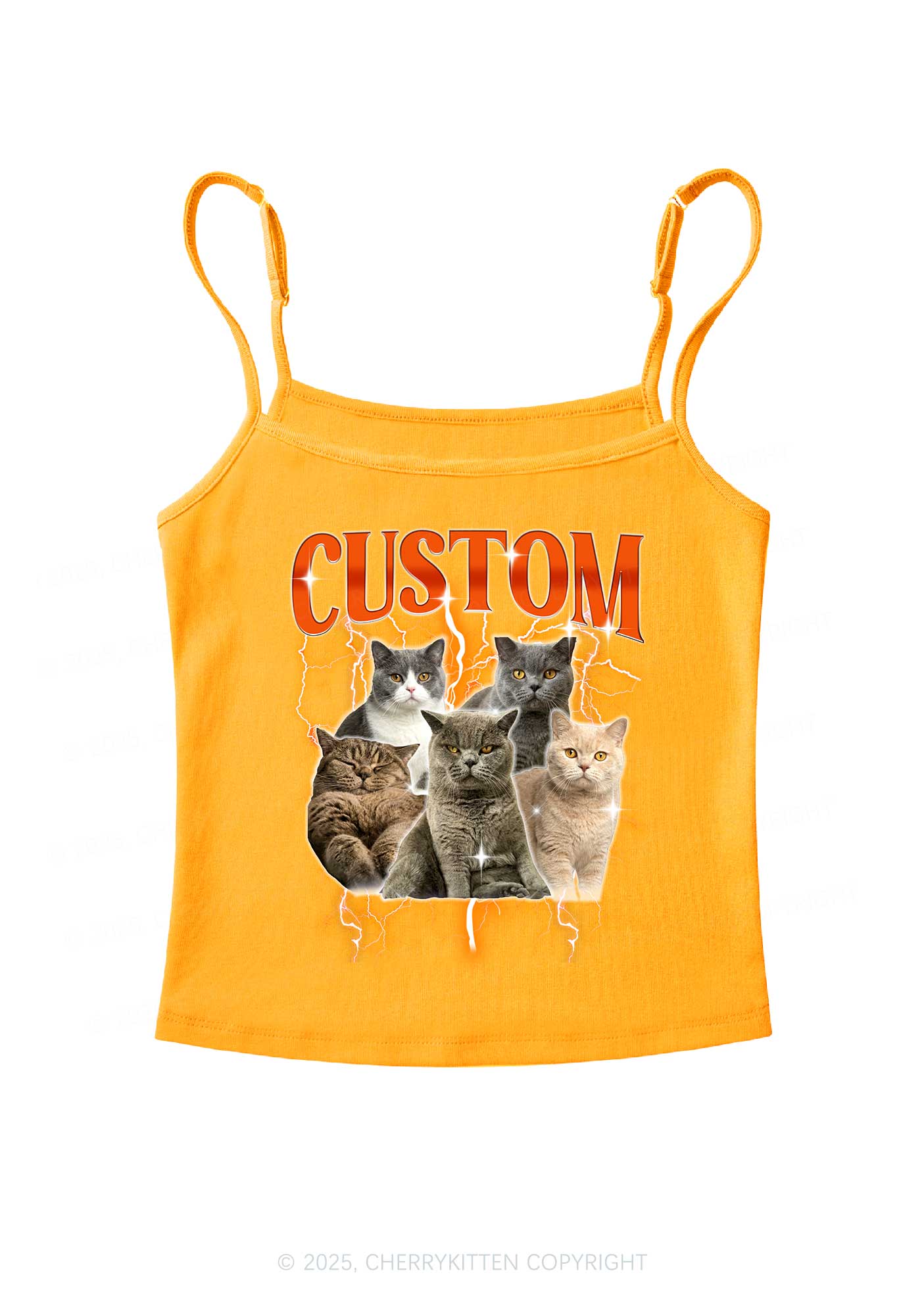 Custom Collage Pet Photo Y2K Spaghetti Strap Cami Cherrykitten - Image 8