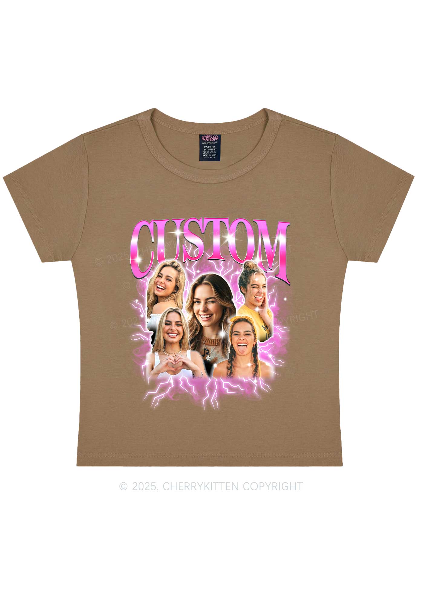 Custom Collage Portrait Y2K Baby Tee Cherrykitten - Image 11