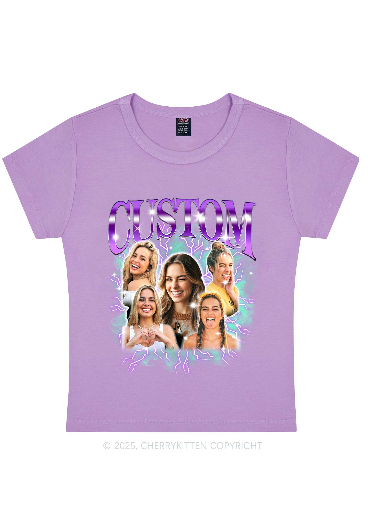 Custom Collage Portrait Y2K Baby Tee Cherrykitten - Image 8