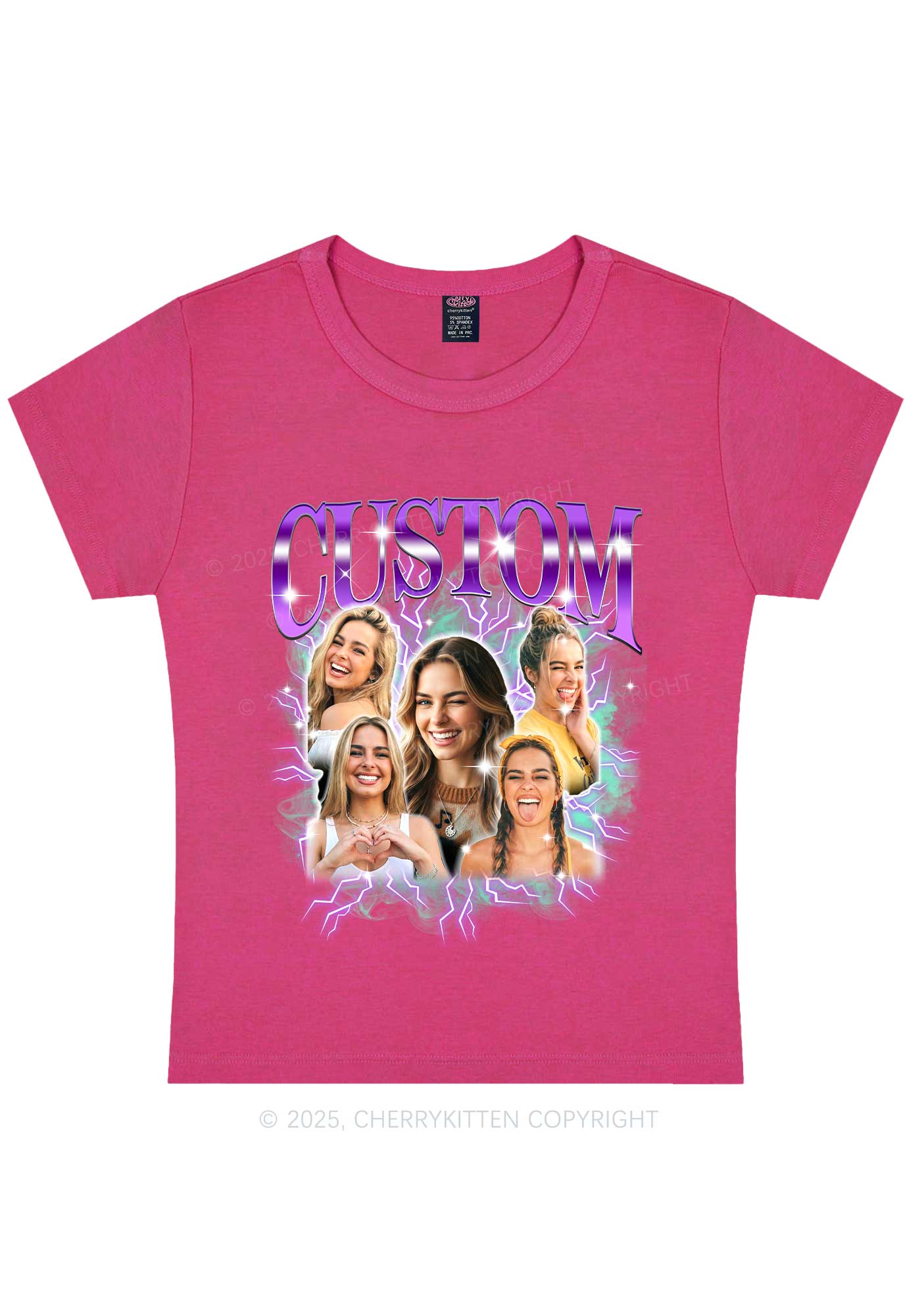 Custom Collage Portrait Y2K Baby Tee Cherrykitten - Image 9
