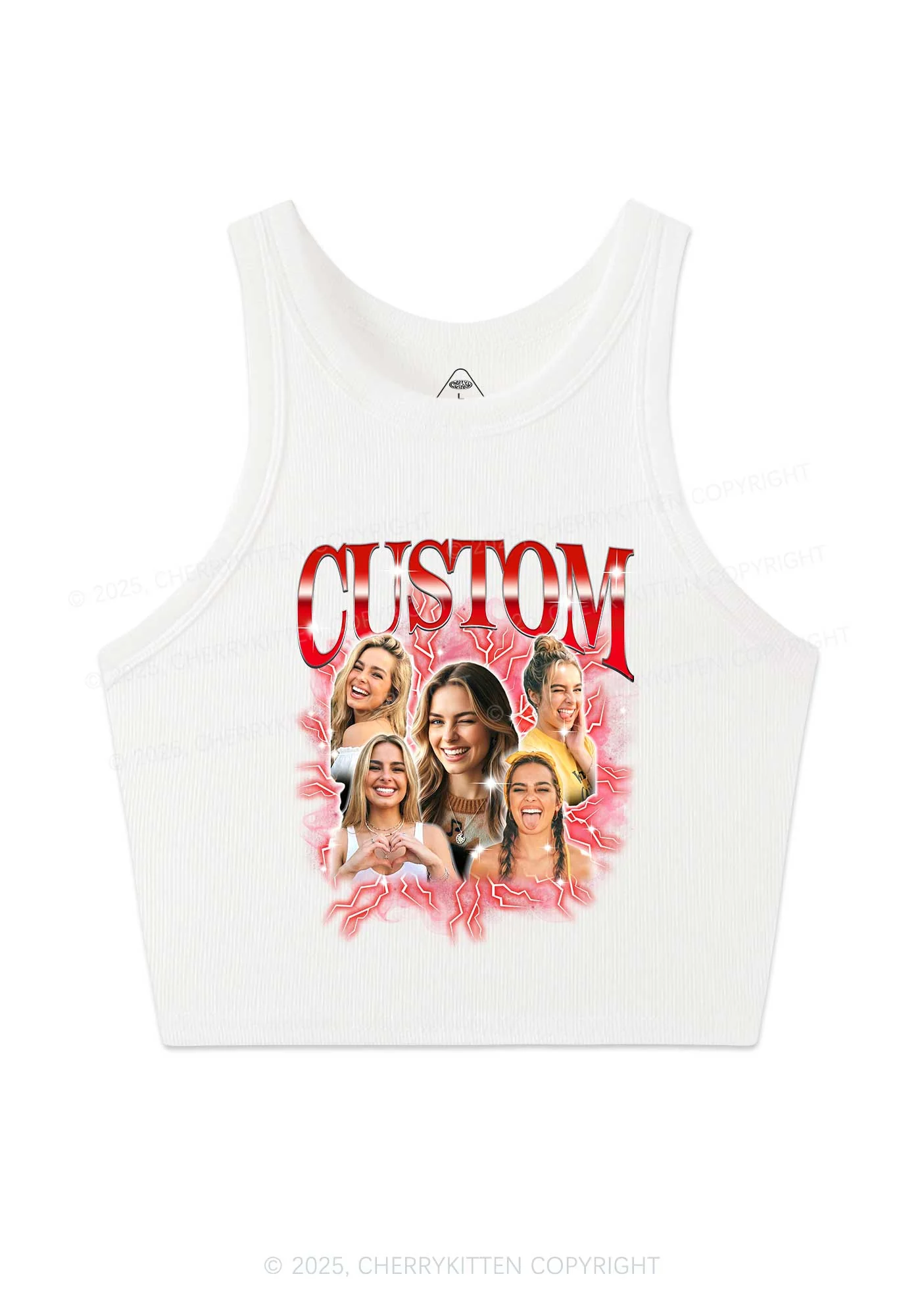 Custom Collage Portrait Y2K Crop Tank Top Cherrykitten - Image 4