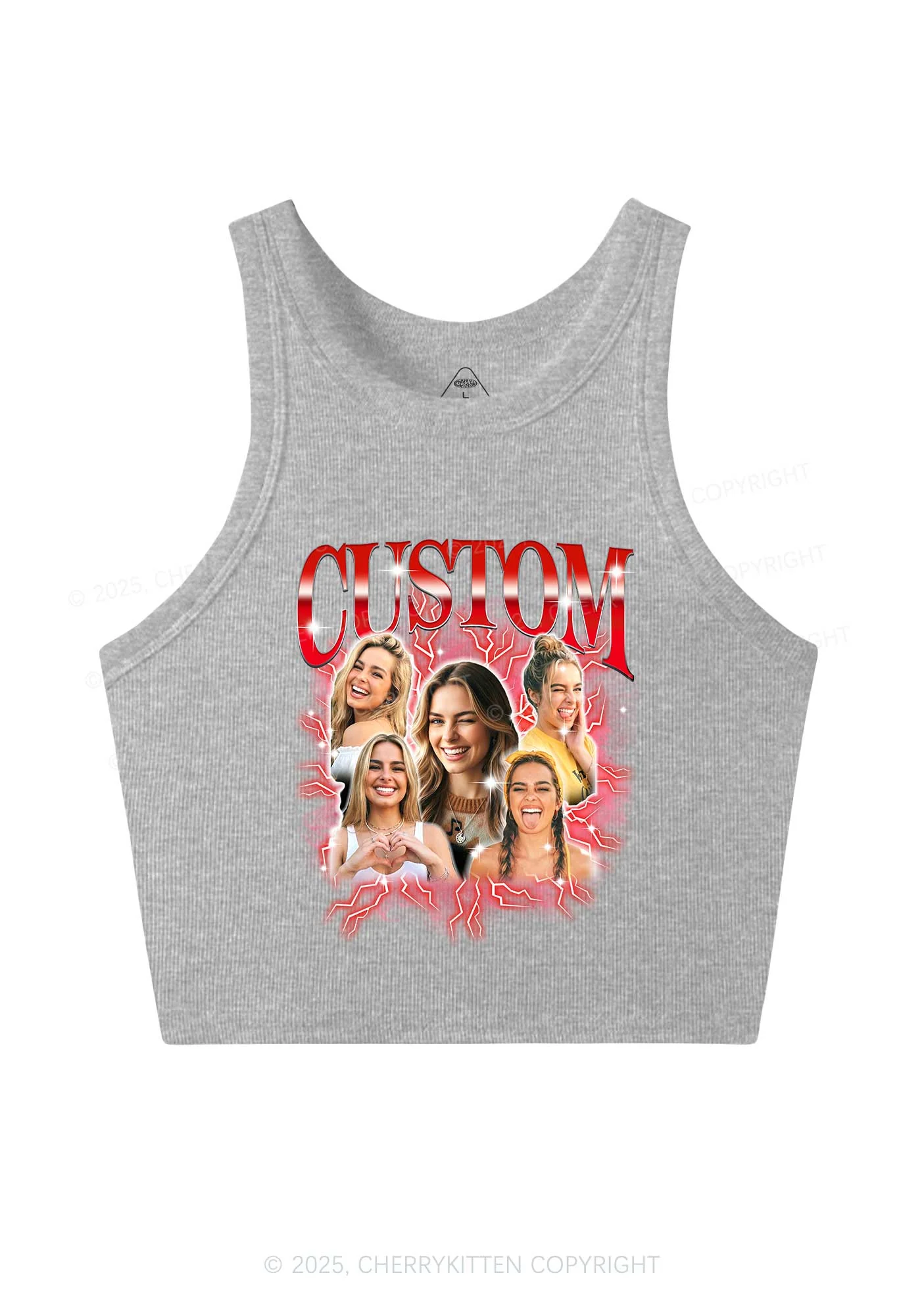Custom Collage Portrait Y2K Crop Tank Top Cherrykitten - Image 6