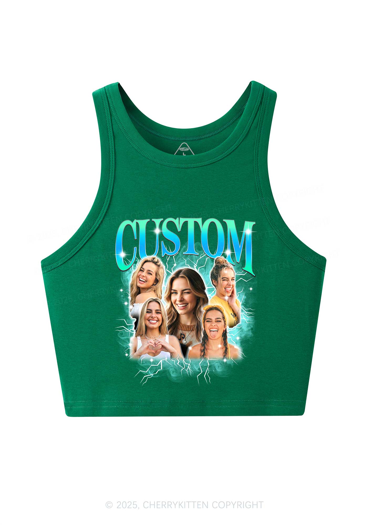 Custom Collage Portrait Y2K Crop Tank Top Cherrykitten - Image 7