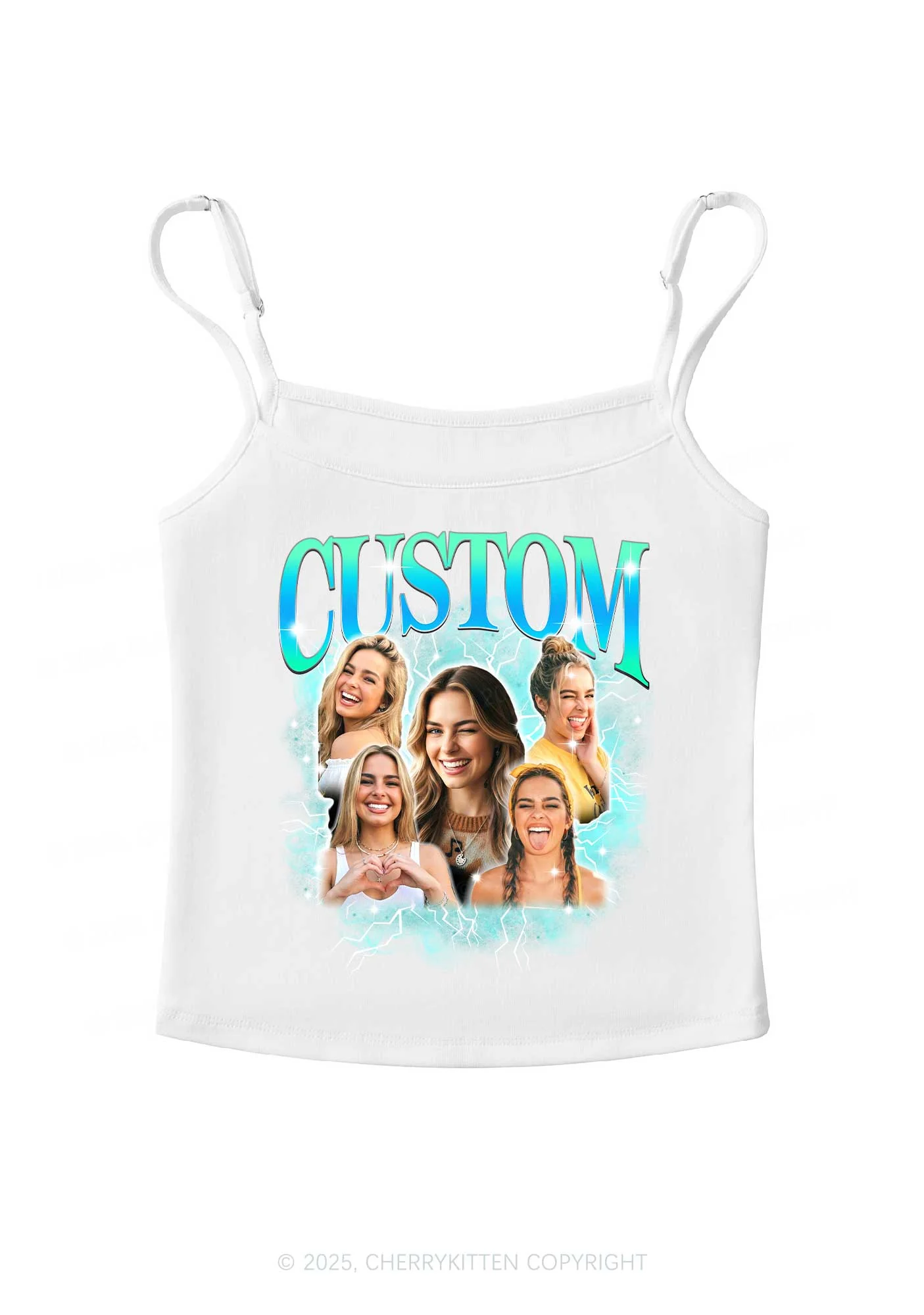 Custom Collage Portrait Y2K Spaghetti Strap Cami Cherrykitten - Image 6