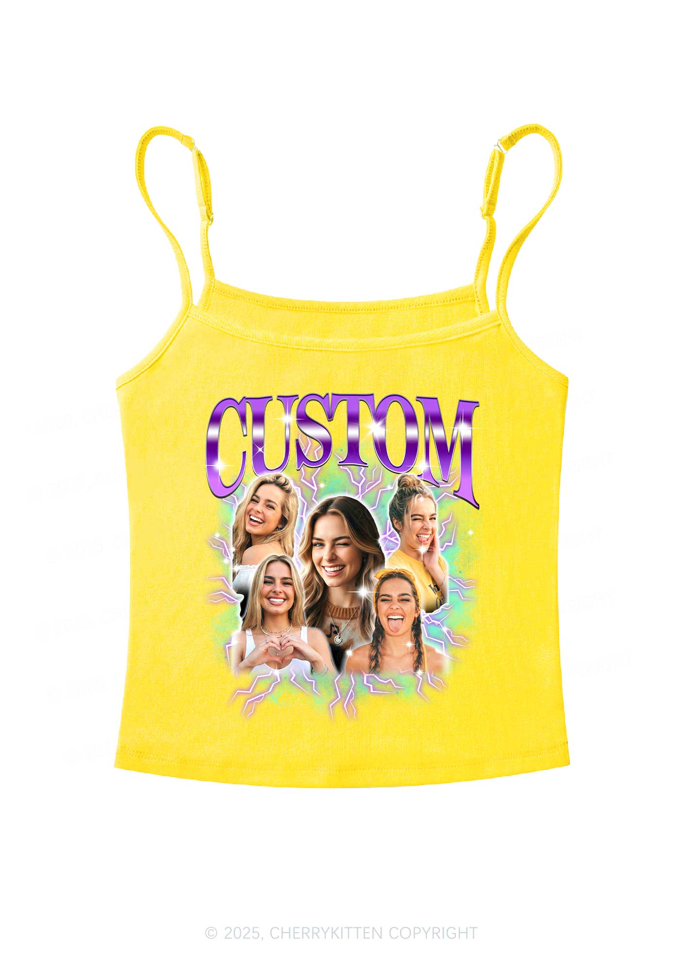 Custom Collage Portrait Y2K Spaghetti Strap Cami Cherrykitten - Image 7