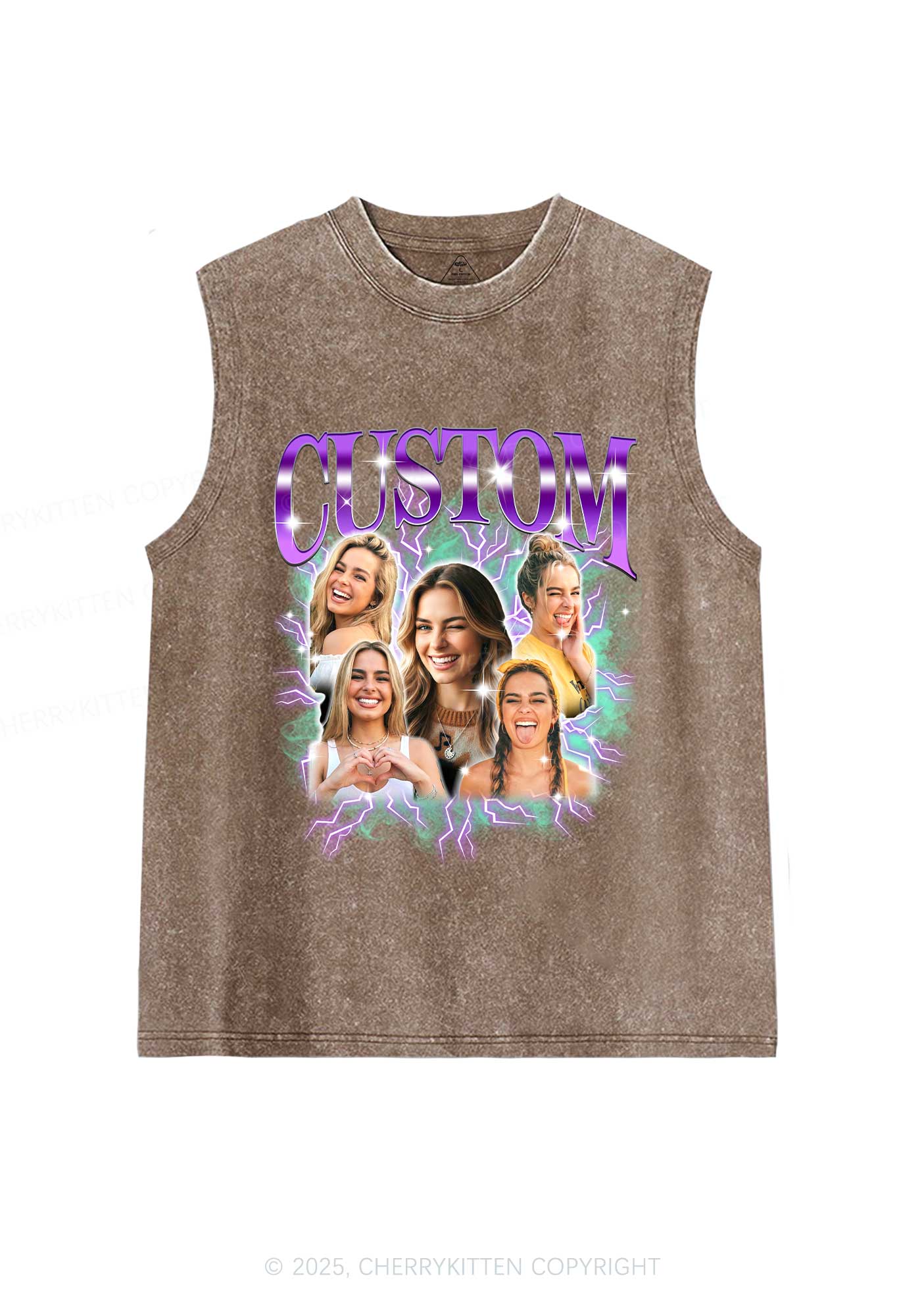 Custom Collage Portrait Y2K Washed Muscle Tank Cherrykitten - Image 6