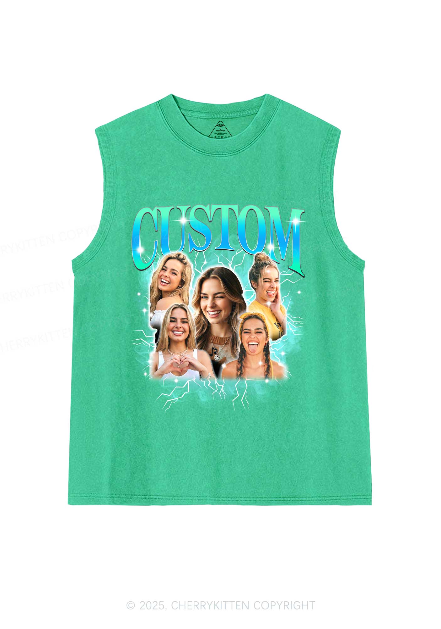 Custom Collage Portrait Y2K Washed Muscle Tank Cherrykitten - Image 8