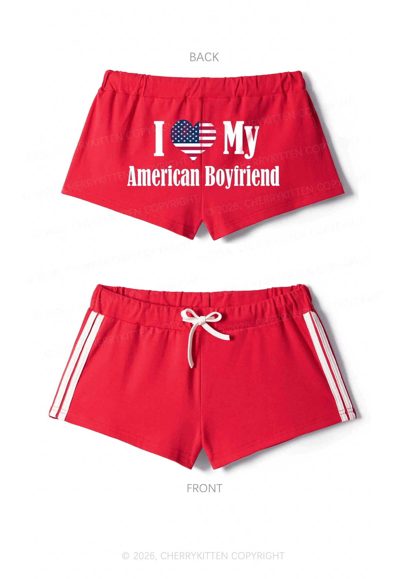 Custom Country Valentine's Day Y2K Drawstring Mini Shorts Cherrykitten - Image 4