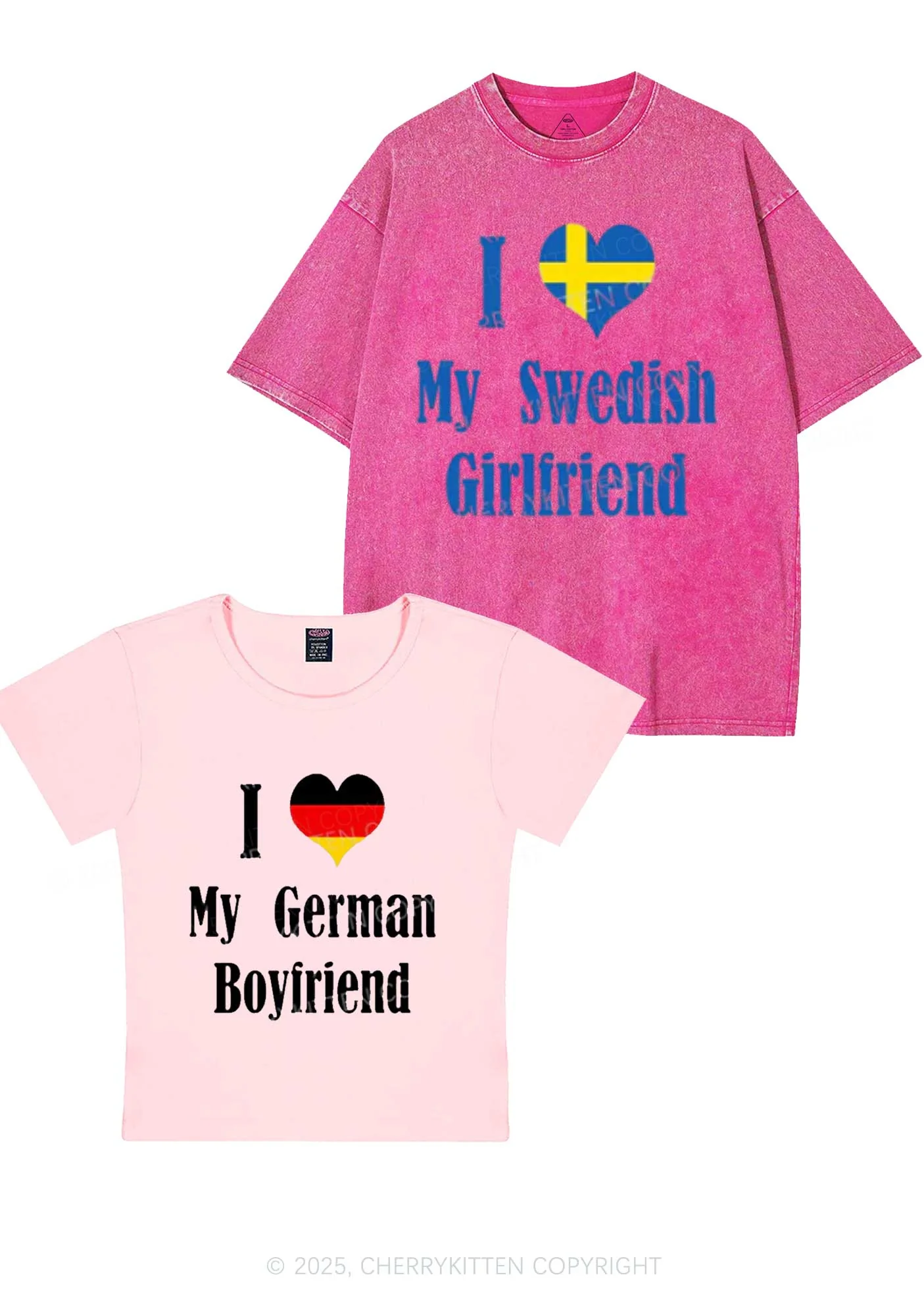 Custom Country Y2K Valentine's Day Couple Shirt Cherrykitten - Image 10