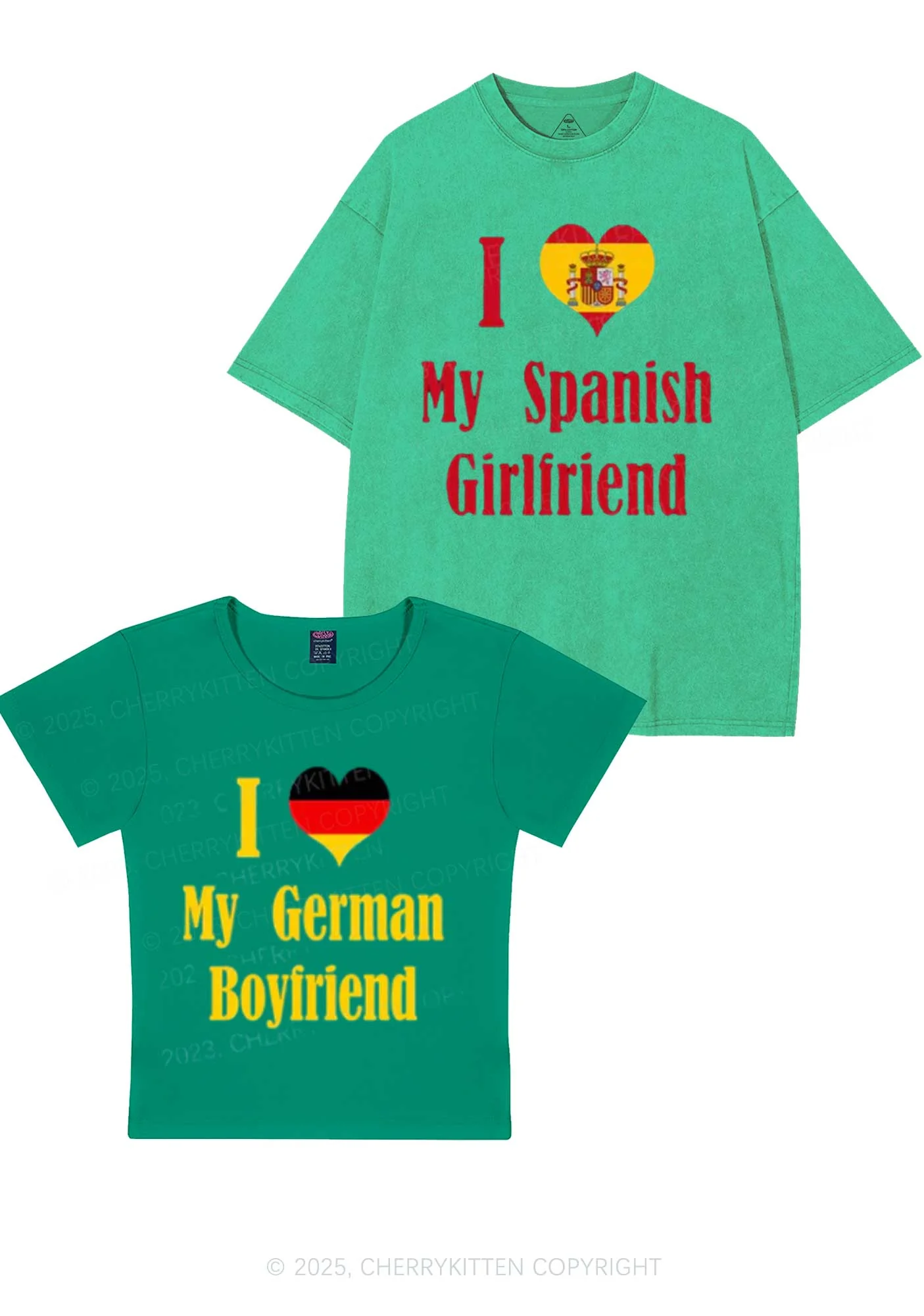 Custom Country Y2K Valentine's Day Couple Shirt Cherrykitten - Image 11