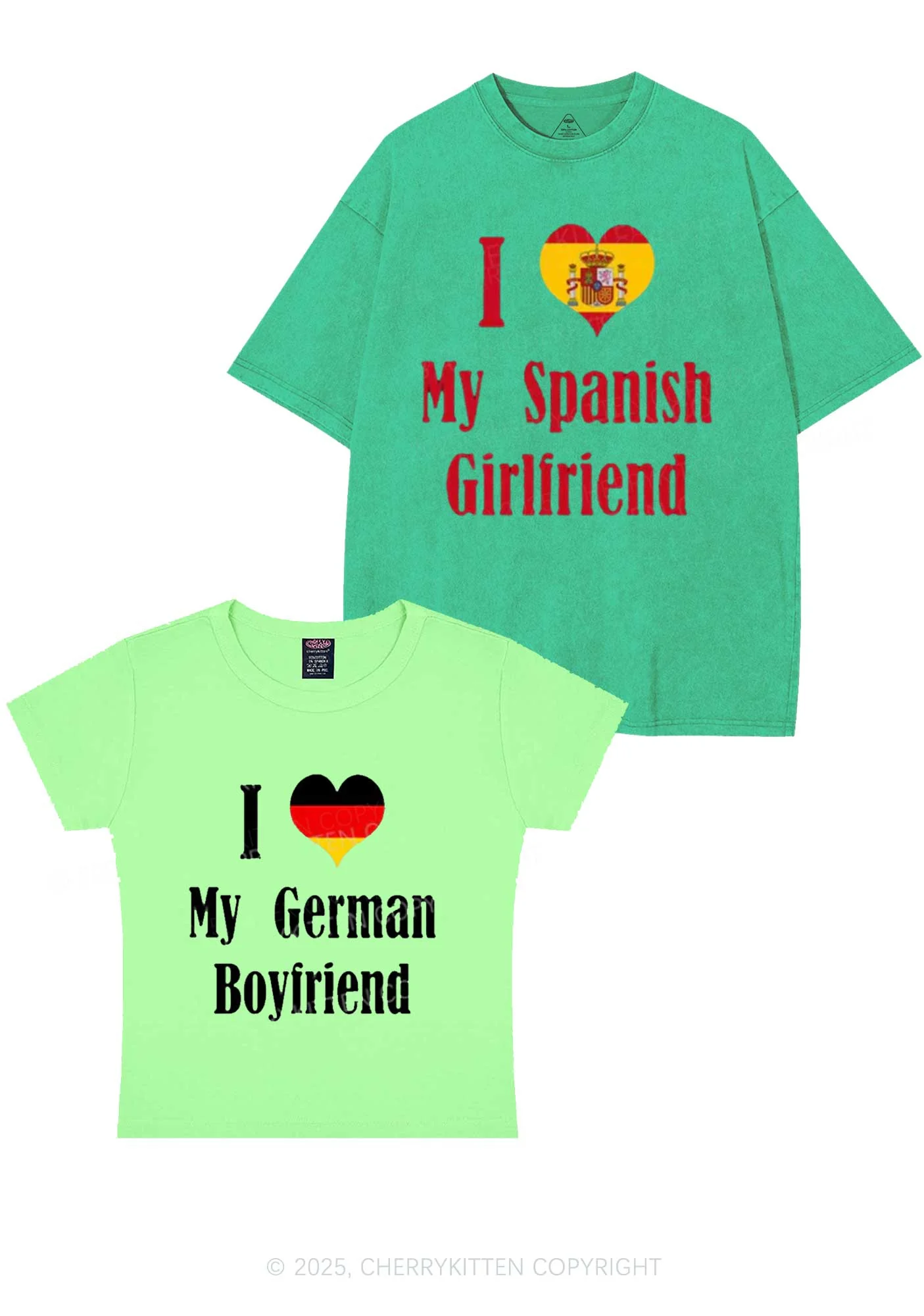 Custom Country Y2K Valentine's Day Couple Shirt Cherrykitten - Image 12