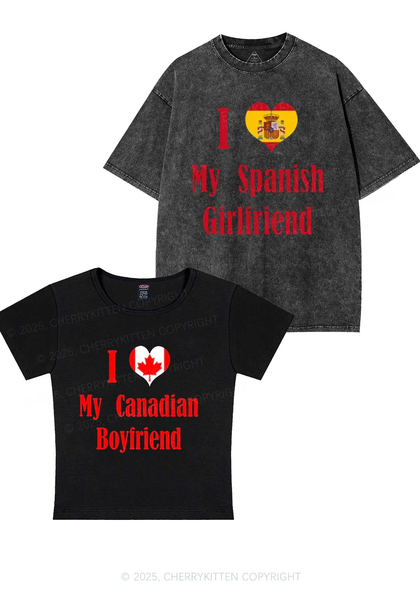 Custom Country Y2K Valentine's Day Couple Shirt Cherrykitten - Image 3