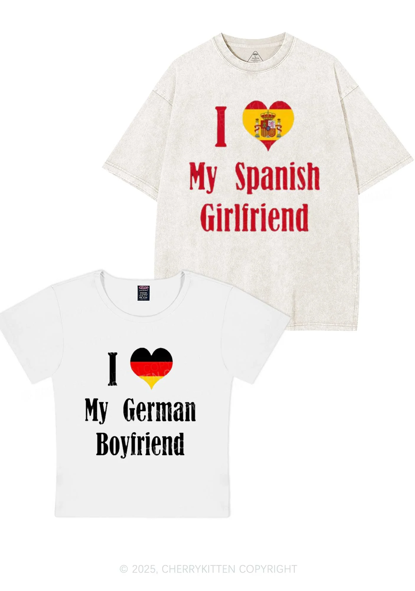 Custom Country Y2K Valentine's Day Couple Shirt Cherrykitten - Image 4