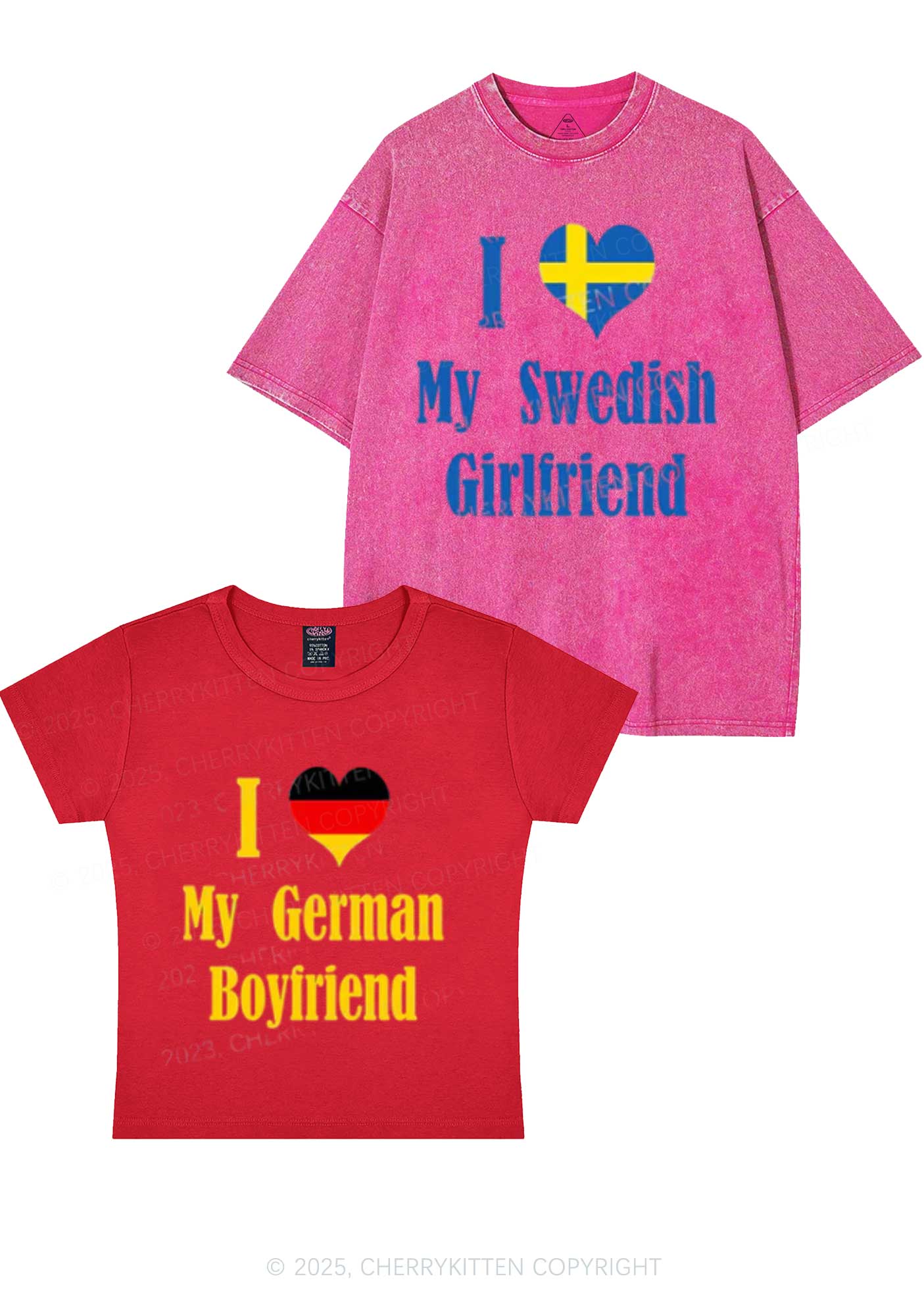 Custom Country Y2K Valentine's Day Couple Shirt Cherrykitten - Image 5
