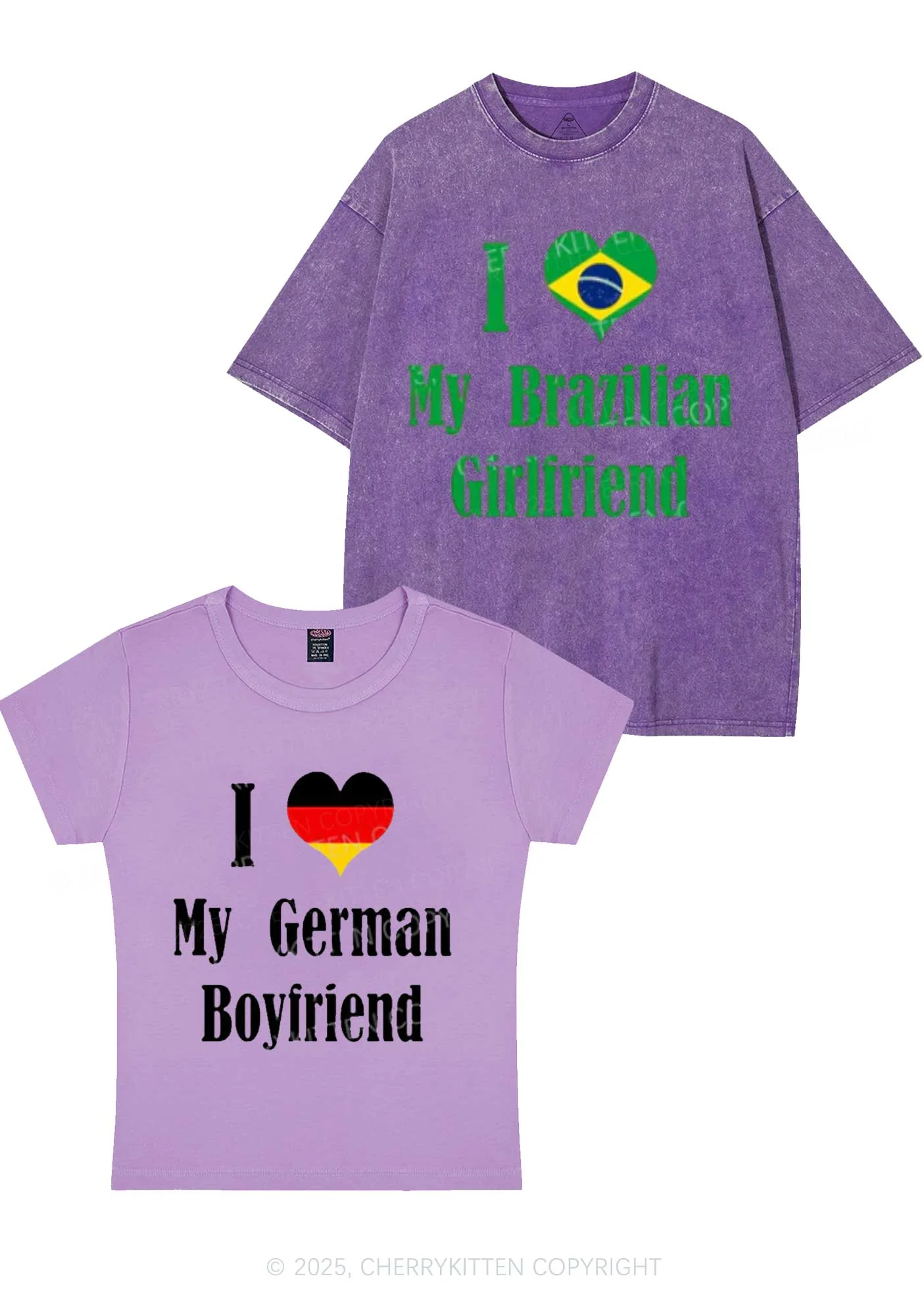 Custom Country Y2K Valentine's Day Couple Shirt Cherrykitten - Image 6