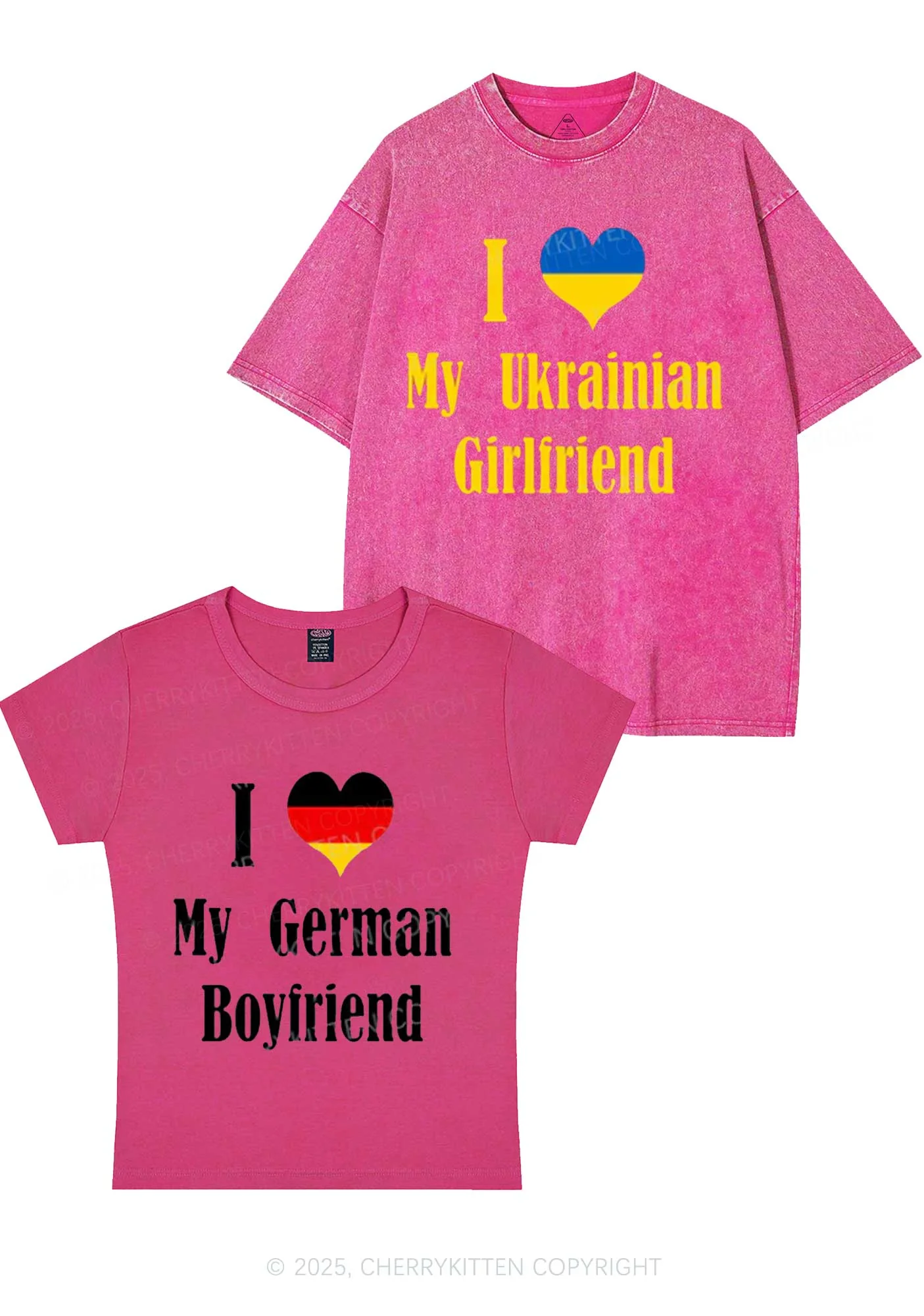 Custom Country Y2K Valentine's Day Couple Shirt Cherrykitten - Image 7