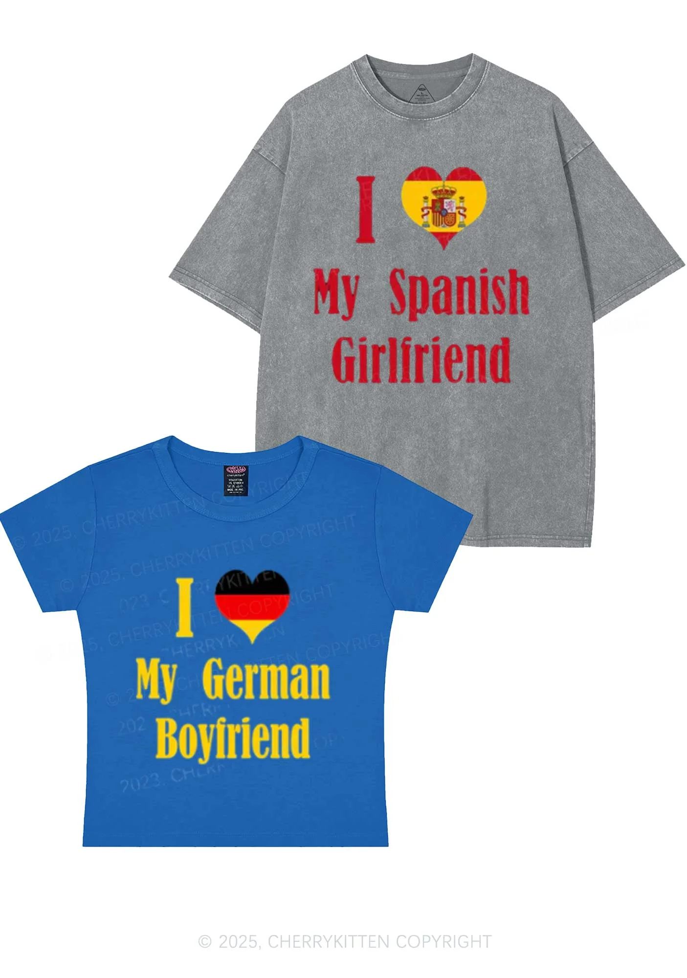 Custom Country Y2K Valentine's Day Couple Shirt Cherrykitten - Image 9
