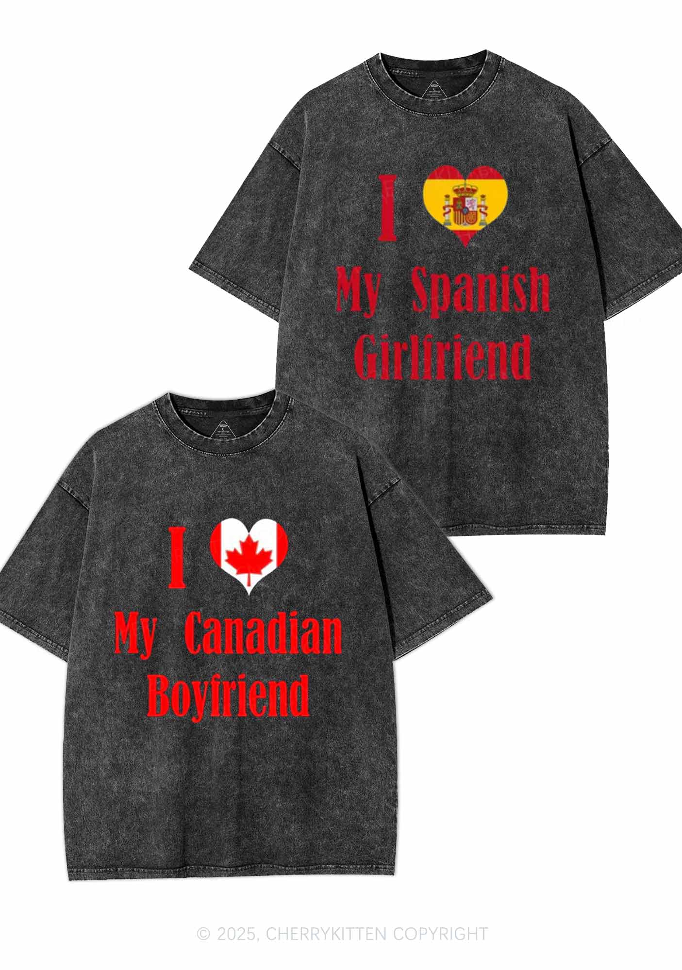 Custom Country Y2K Valentine's Day Washed Tee Cherrykitten - Image 3