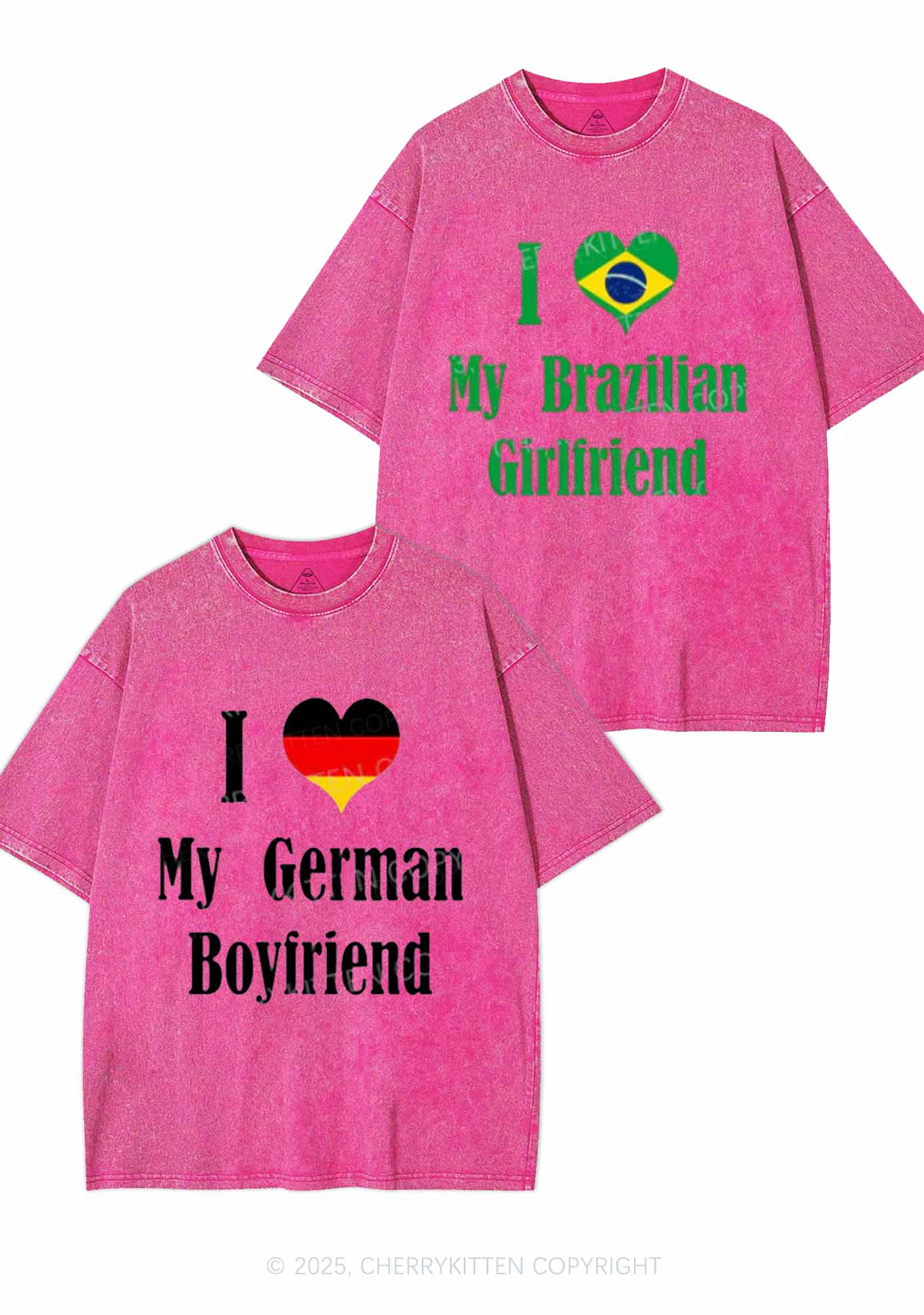 Custom Country Y2K Valentine's Day Washed Tee Cherrykitten - Image 4