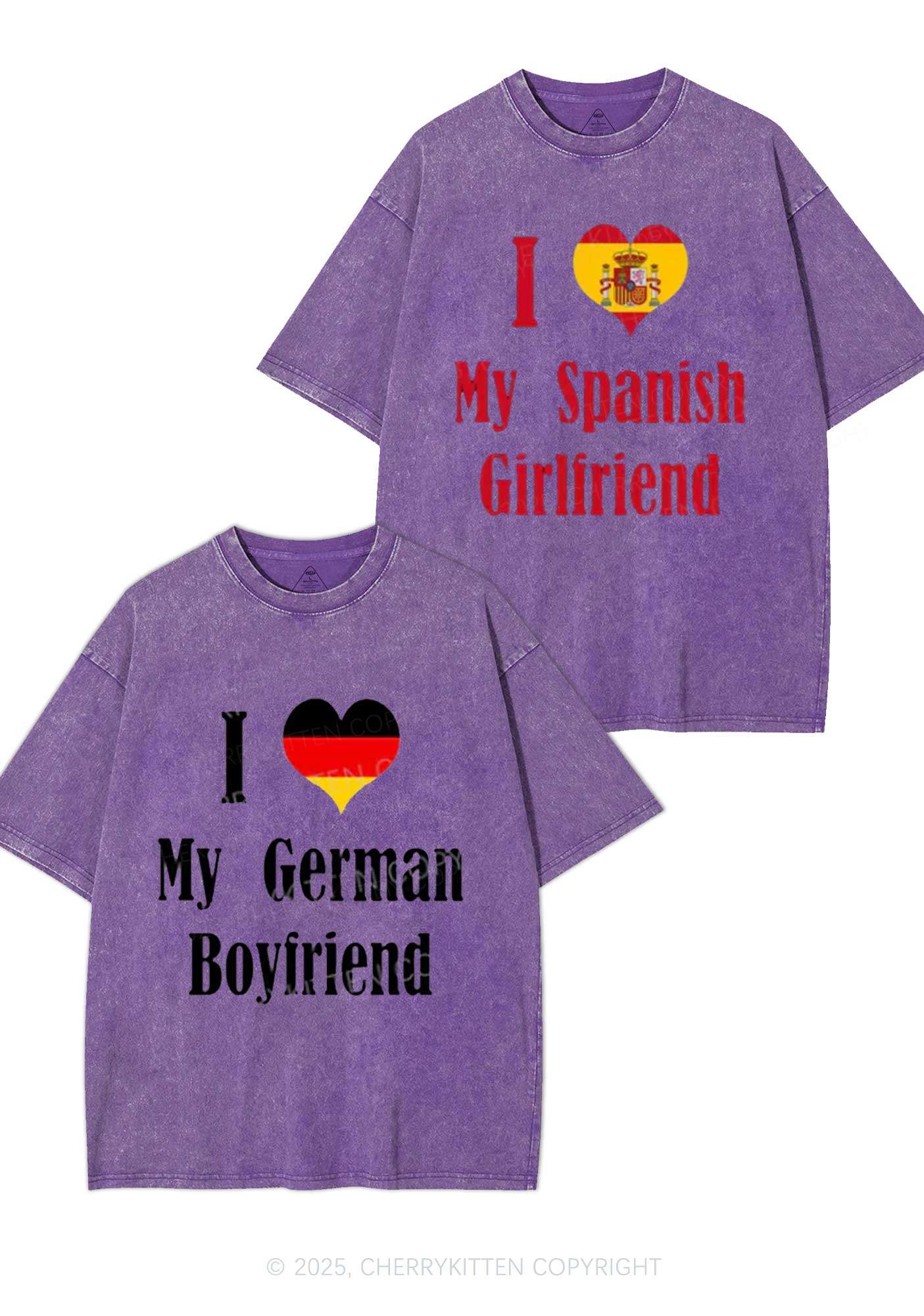 Custom Country Y2K Valentine's Day Washed Tee Cherrykitten - Image 5