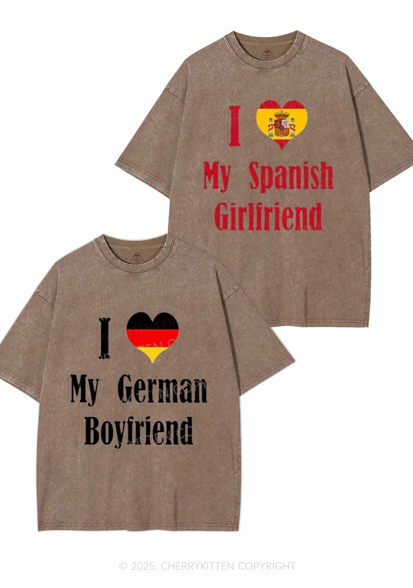 Custom Country Y2K Valentine's Day Washed Tee Cherrykitten - Image 6