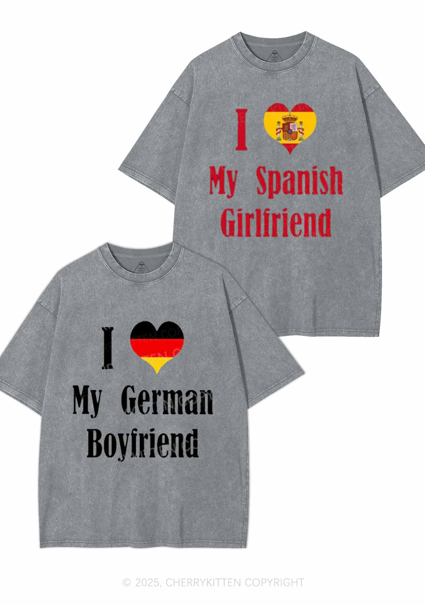 Custom Country Y2K Valentine's Day Washed Tee Cherrykitten - Image 7