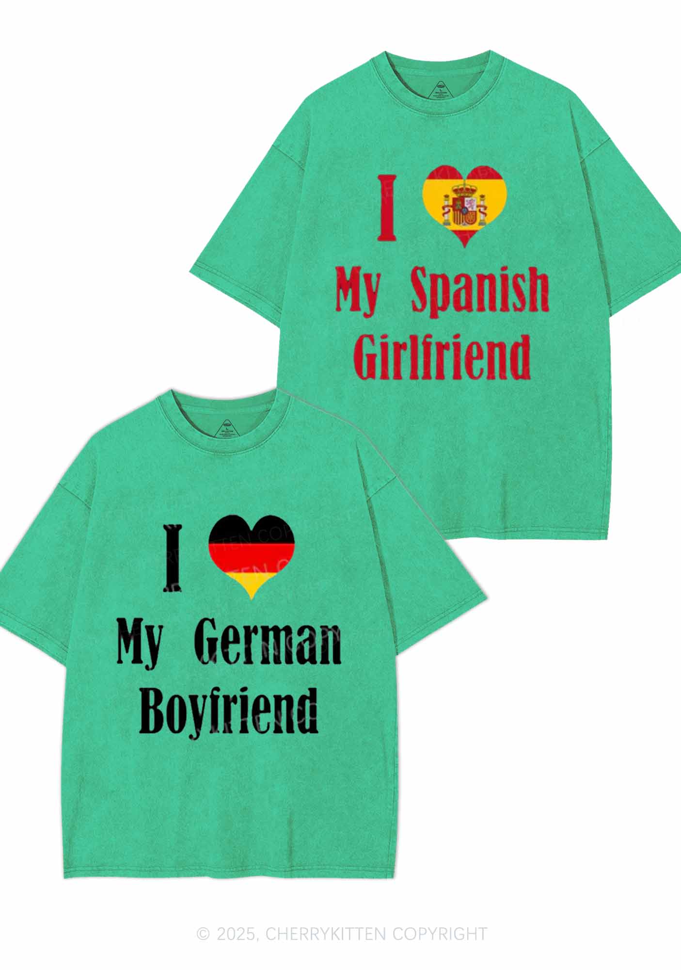 Custom Country Y2K Valentine's Day Washed Tee Cherrykitten - Image 8