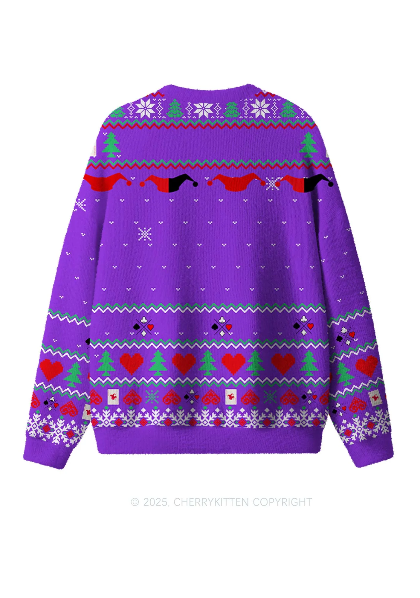 Custom Couple Name Y2K Christmas Knit Sweatshirt Cherrykitten - Image 2