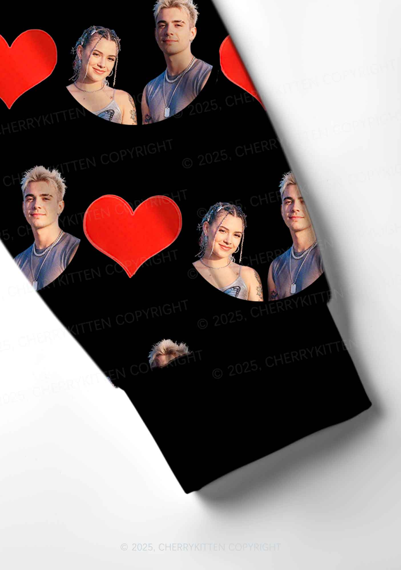 Custom Couple Photo Valentine's Day Y2K Print Long Sleeve Pajama Set Cherrykitten - Image 5