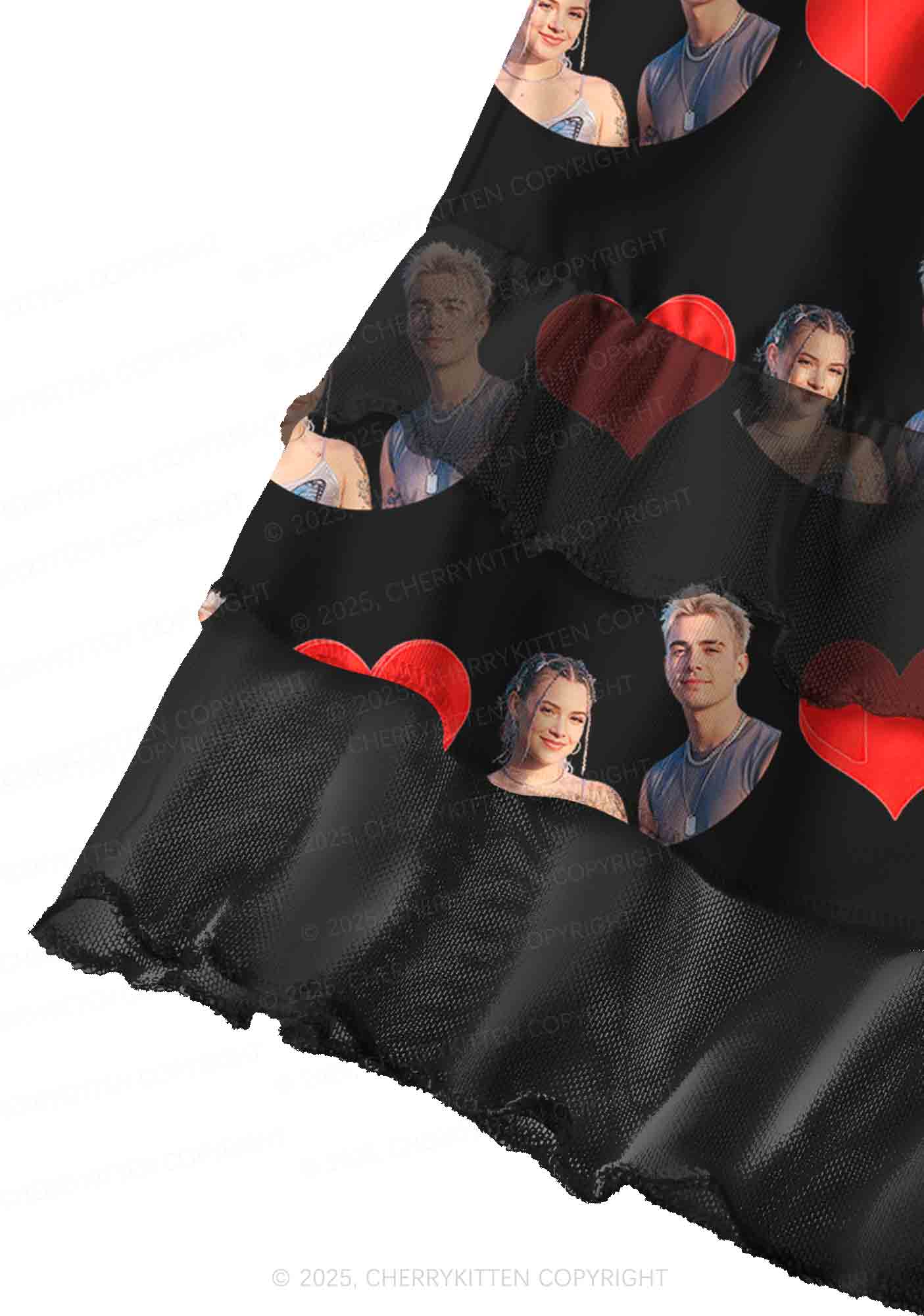 Custom Couple Photo Valentine's Day Y2K Print Mini Layered Skirt Cherrykitten - Image 3