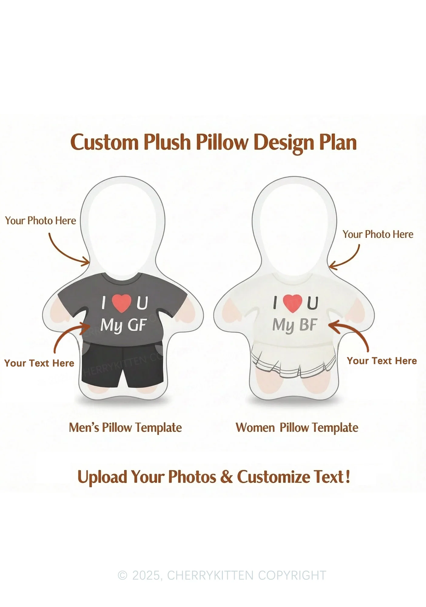 Custom Couple Photo Y2K Ugly Pillow Cherrykitten - Image 2