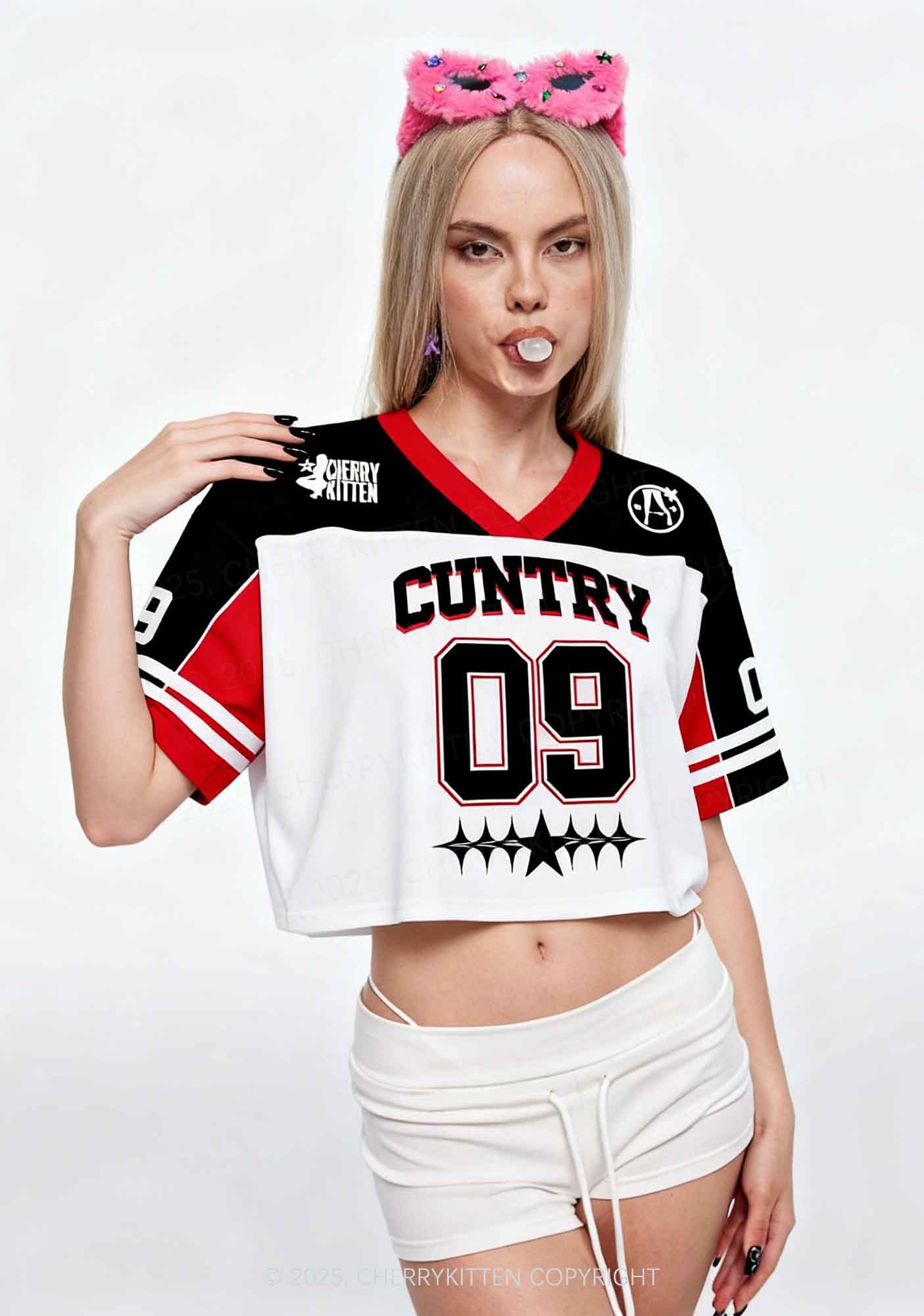 Custom Cuntry Y2K Crop Sport Jersey Shirts Cherrykitten - Image 2